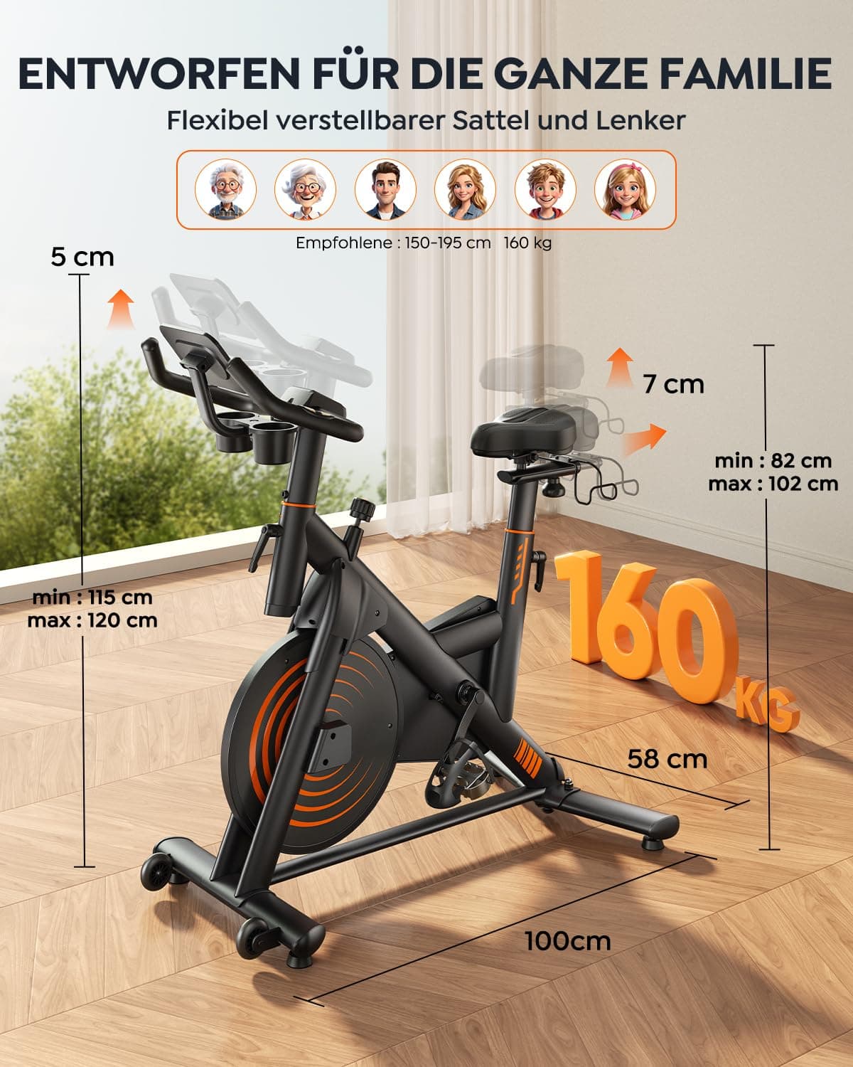 Burever Heimtrainer Fahrrad mit App – Bild 6