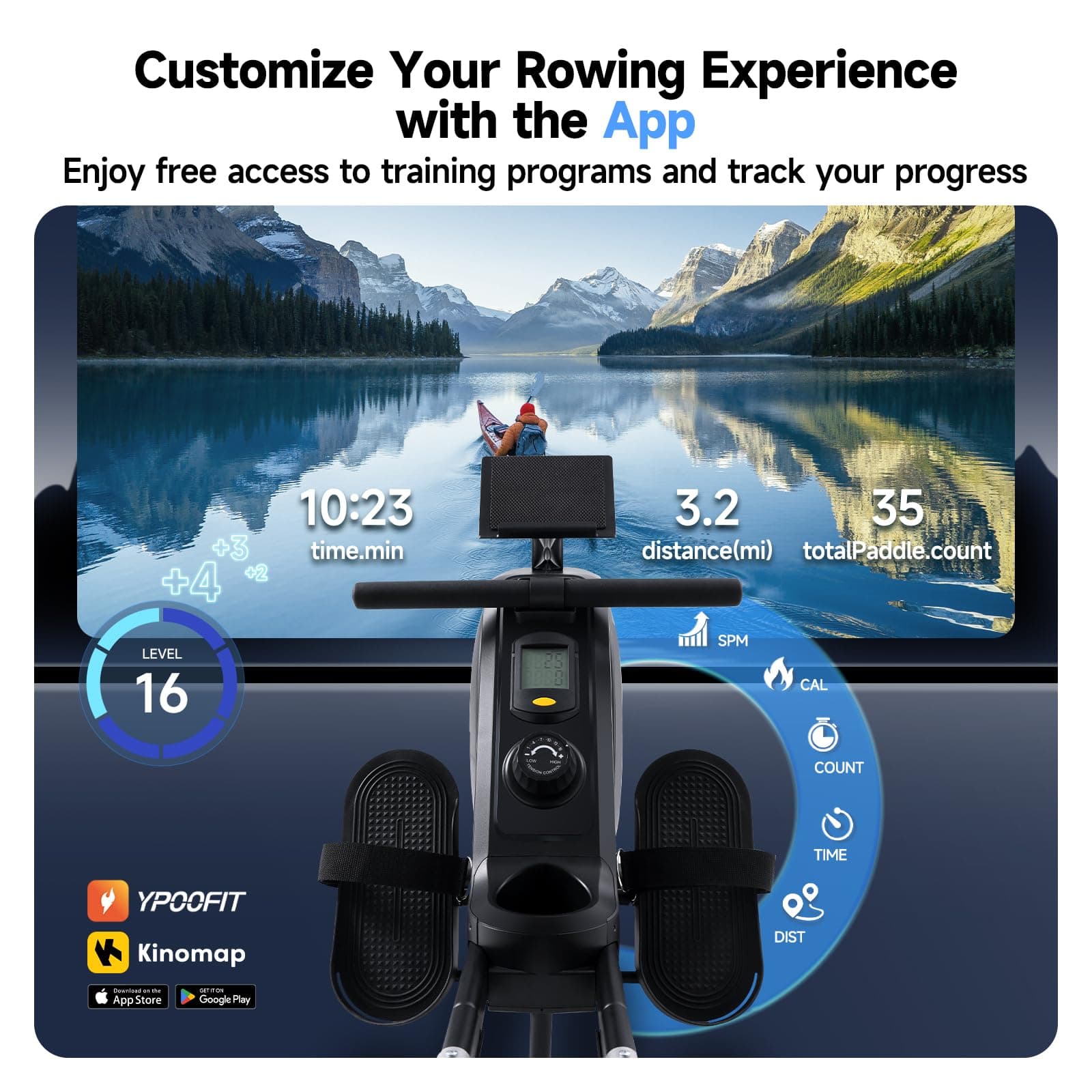YPOO Rowing Machine for Home, 350 LB – Bild 7