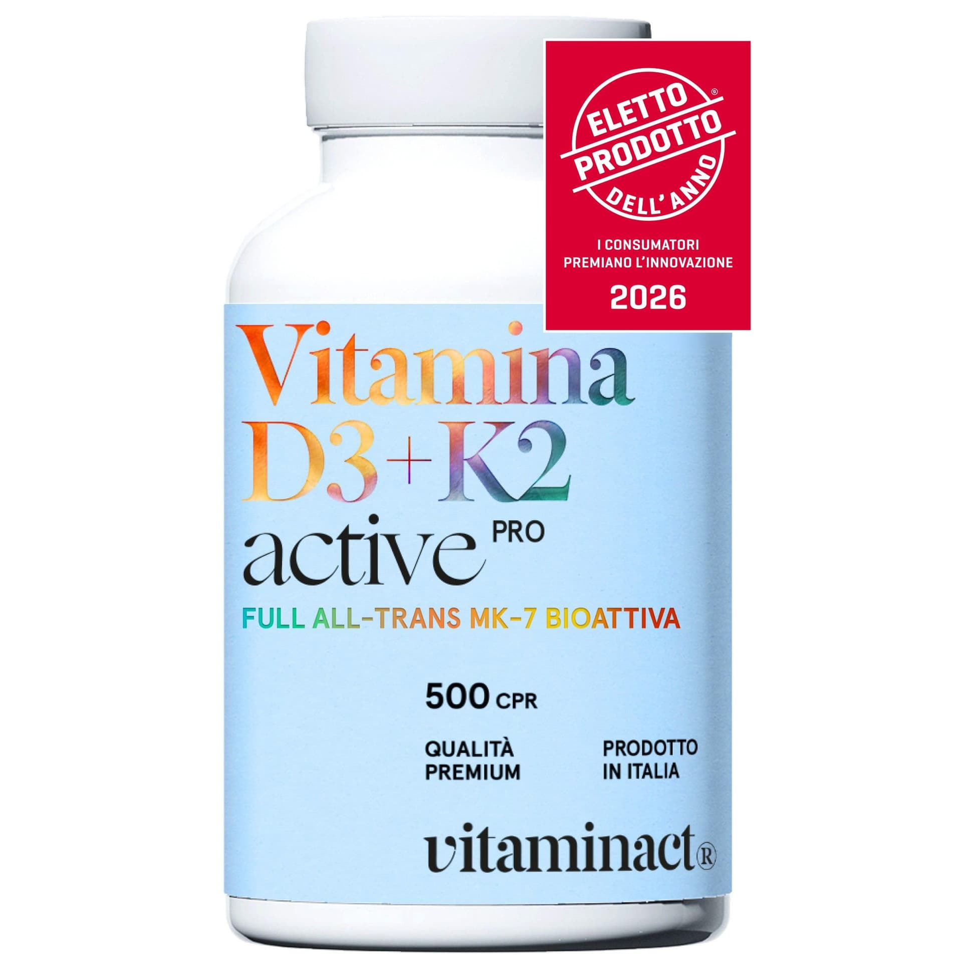 Vitaminact Vitamina D3 K2 (Dura 1 anno e 4 mesi) 500 Microcompresse