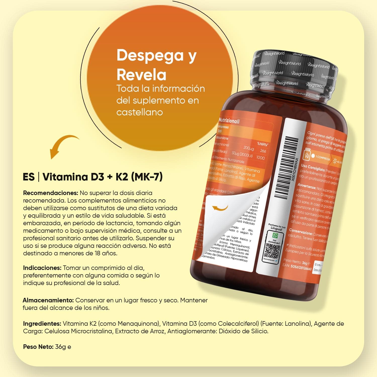 WeightWorld Vitamin D3 K2 2000 IE - 365 Tabletten – Bild 5