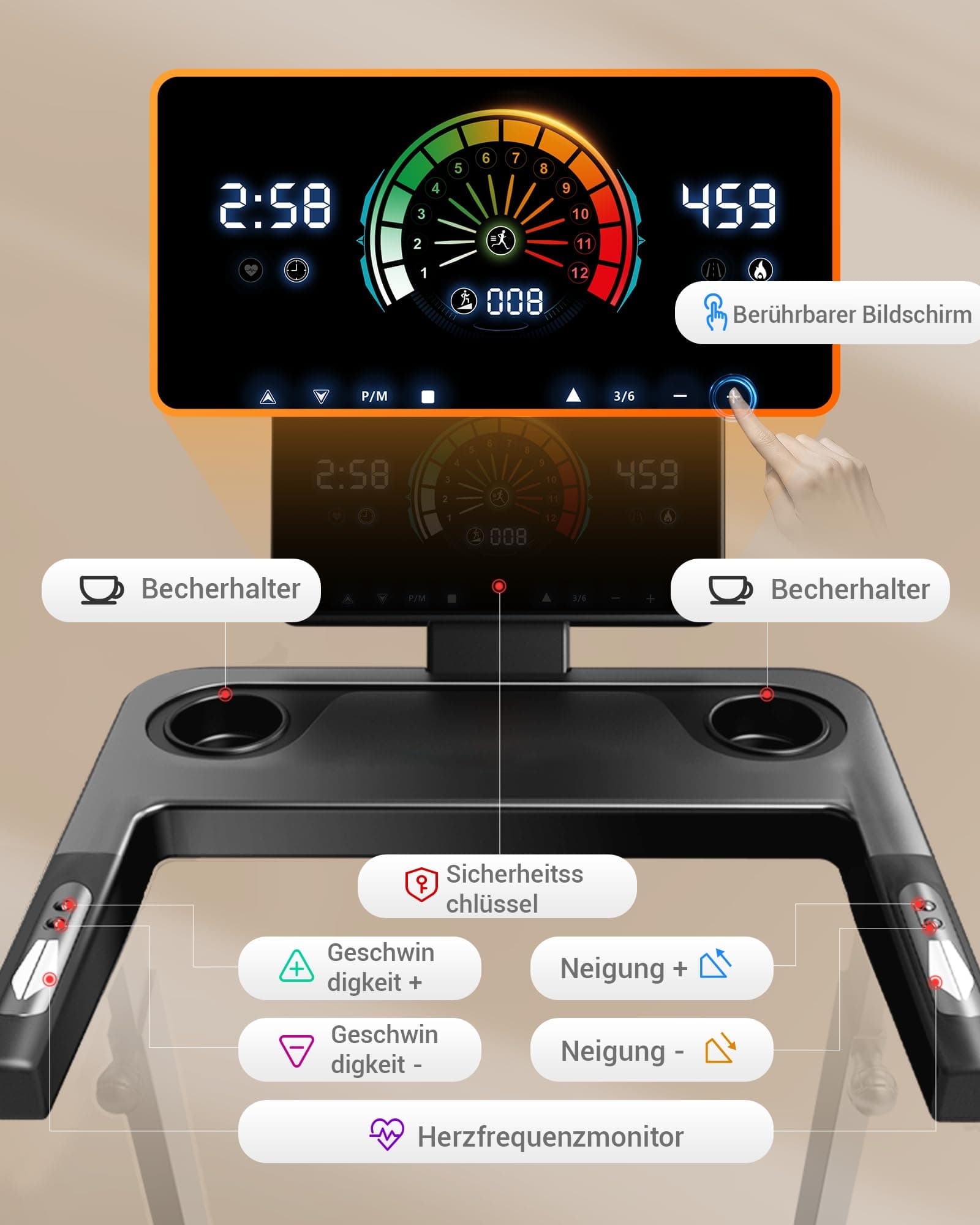 CURSOR FITNESS CURSOR Laufband für Zuhause mit 20% Automatischer Steigung – Bild 4