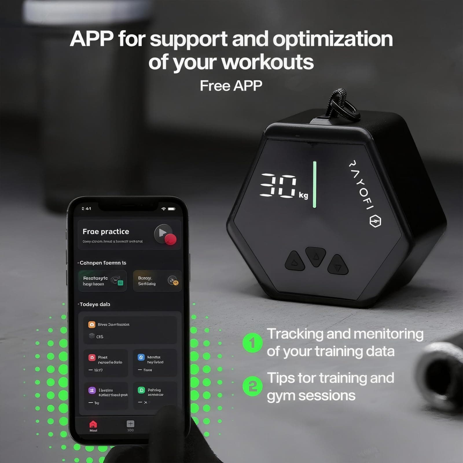 Rayofi Go-Tone Mobile Kraftstation Schwarz, Smart Kabelzug für Zuhause mit App, 30 kg – Bild 3