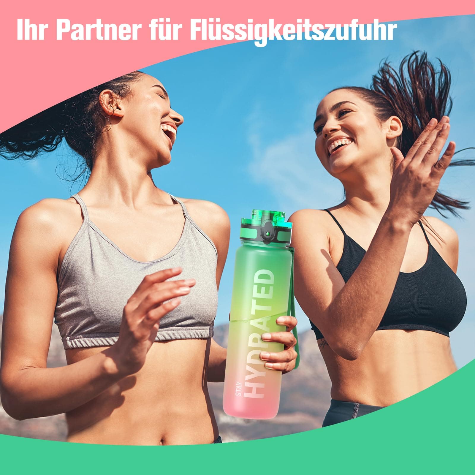 Sahara Sailor Trinkflasche, Sport Trinkflasche, [BPA-frei Tritan] 1L – Bild 7