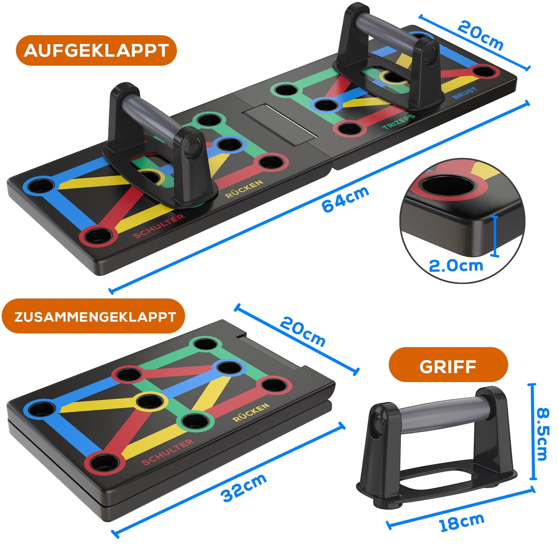 ALPHASKIN Liegestützbrett Set mit Griffen – Bild 6