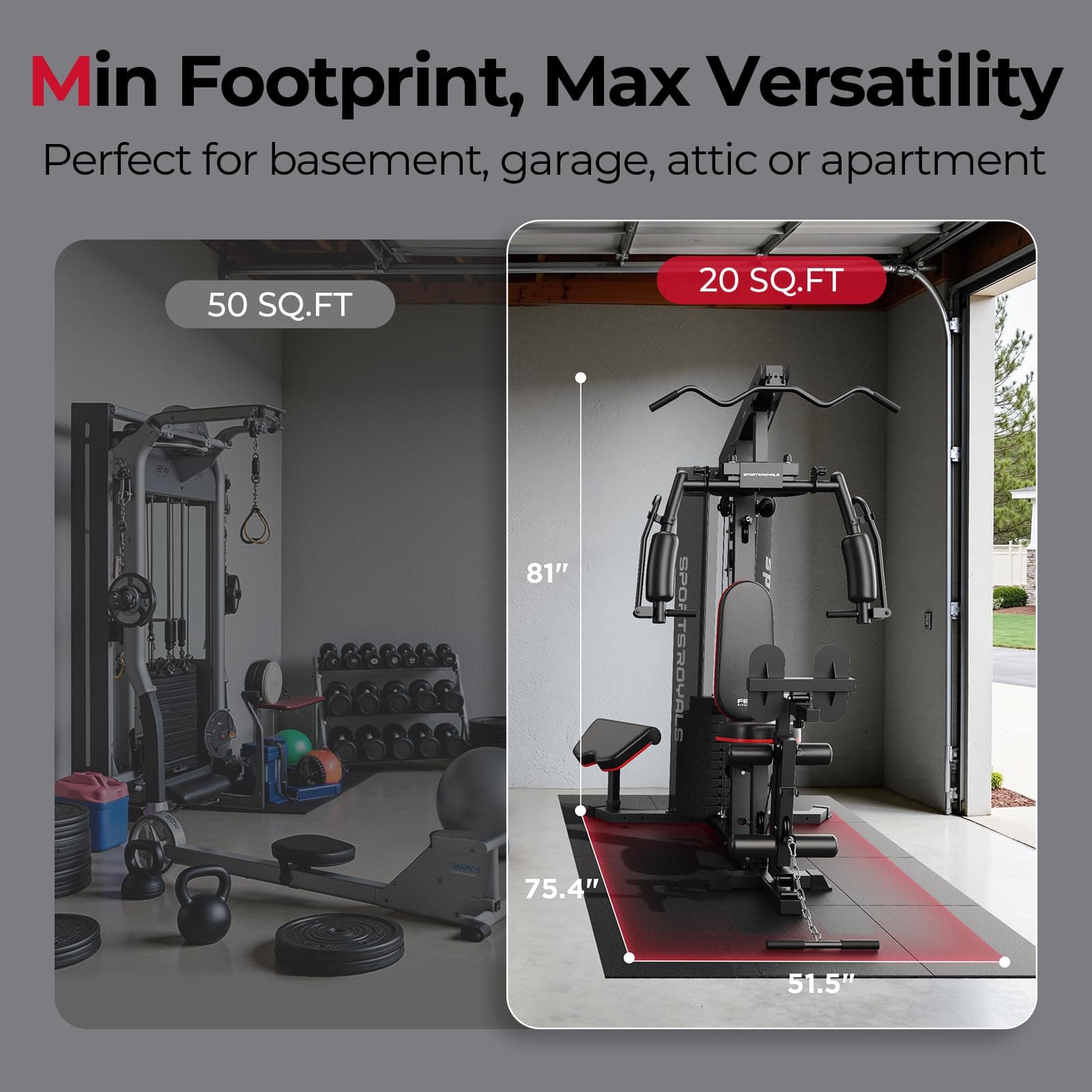 Sportsroyals Home Gym, Multifunctional Workout Station with 150LBS – Bild 6