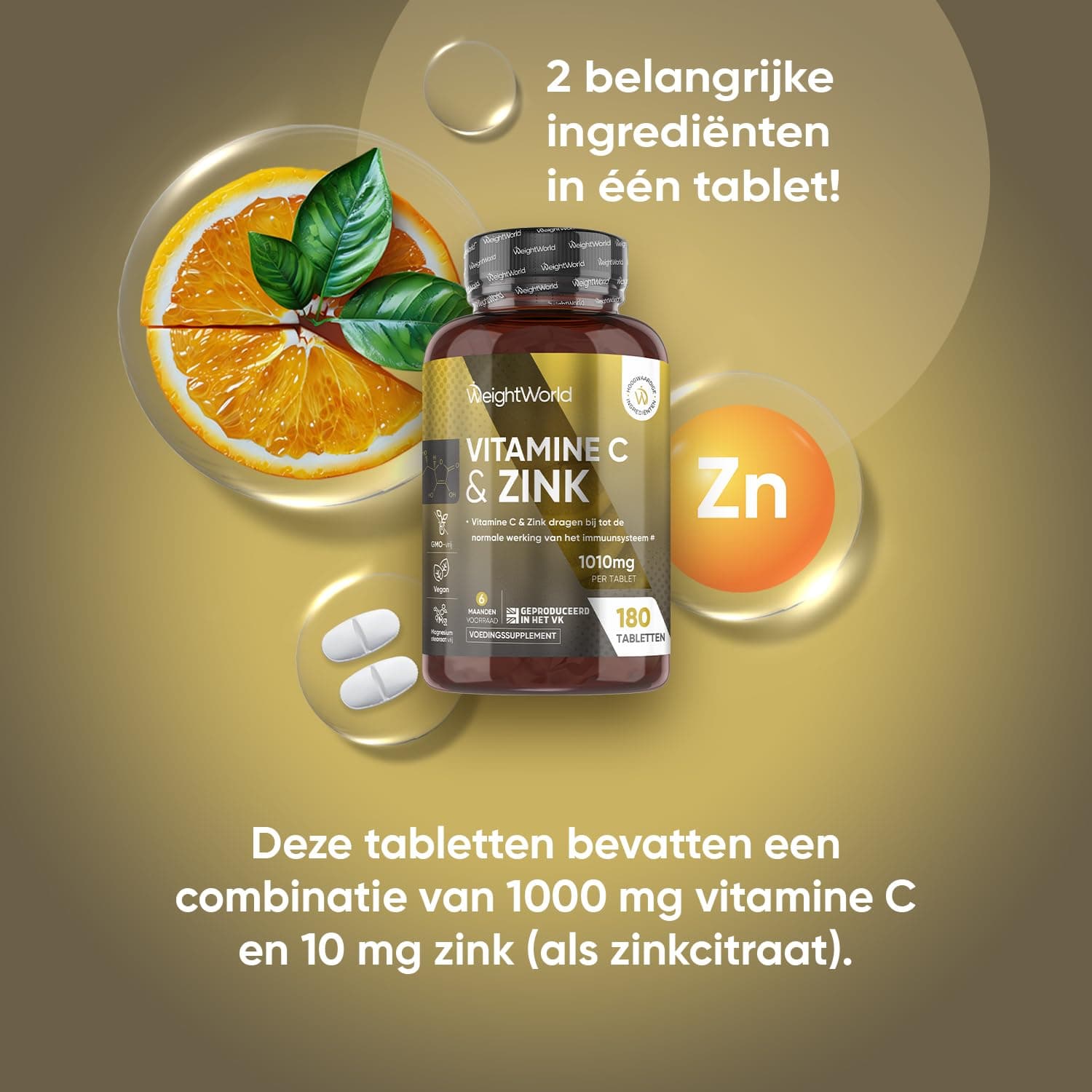 WeightWorld Vitamine C en Zink tabletten - 1000 mg – Bild 2