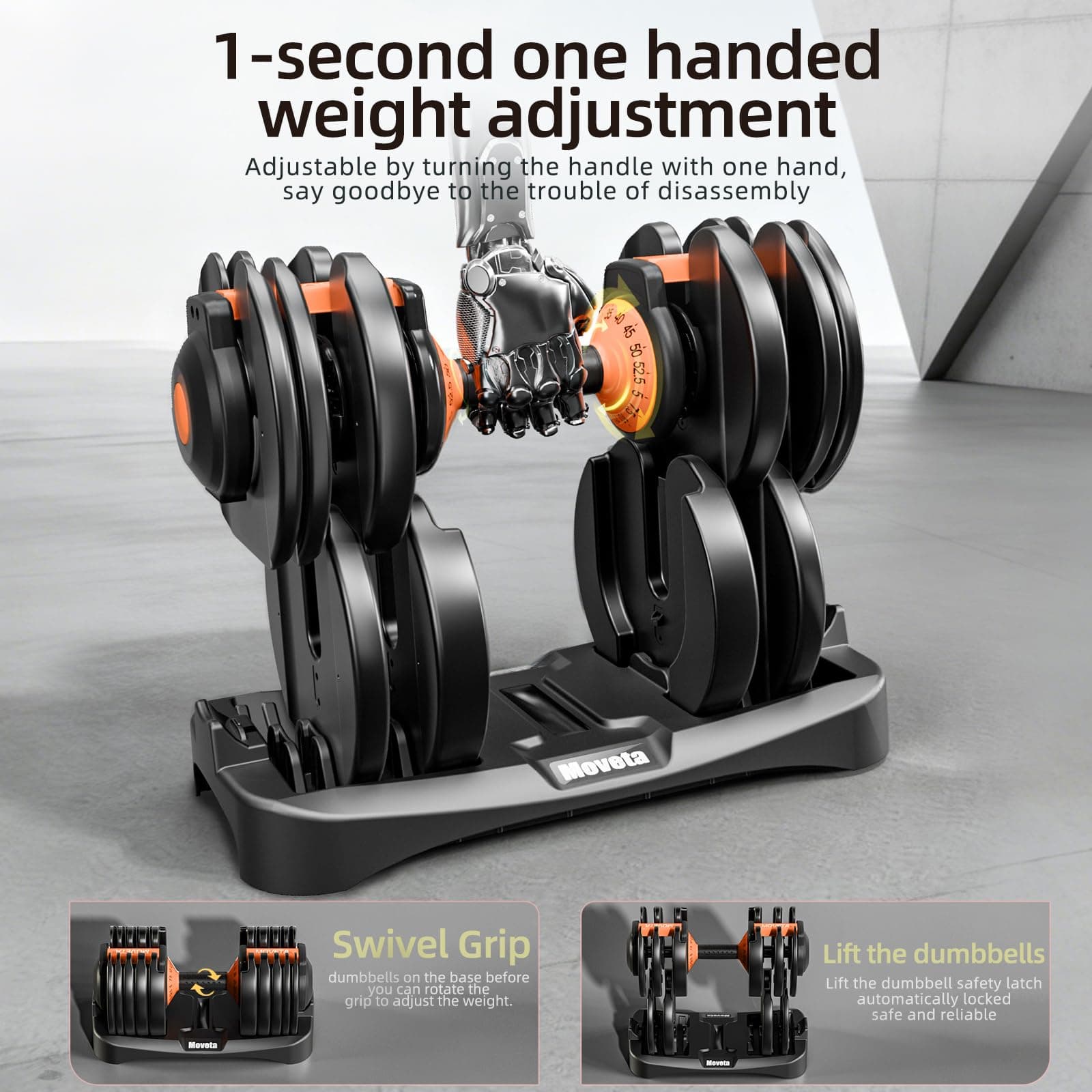 Moveta Adjustable Dumbbells Set of 2，Free Weights Dumbbells – Bild 3