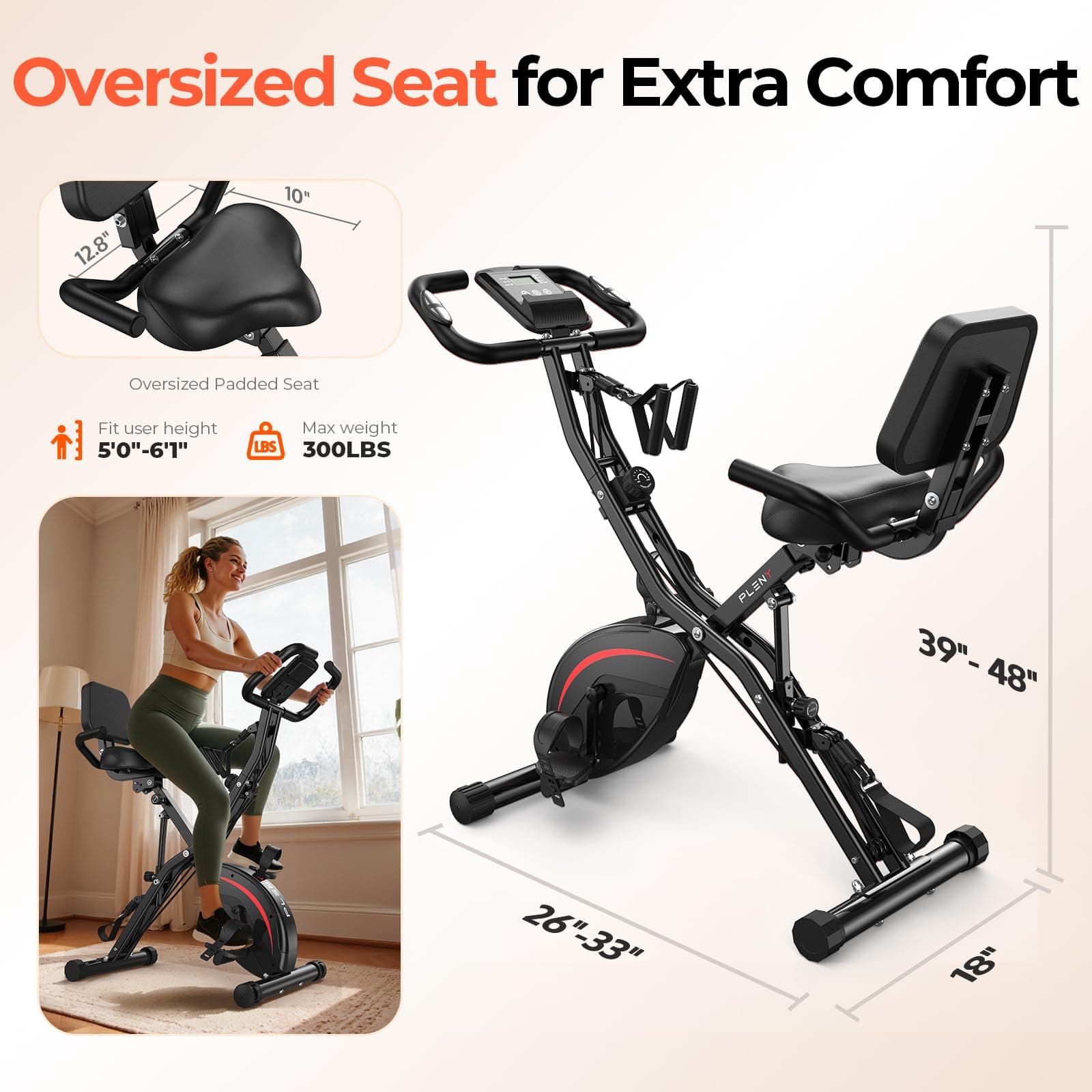 PLENY Folding Exercise Bike, 5 IN 1 Stationary Bikes for Home 6.6 LBS – Bild 6