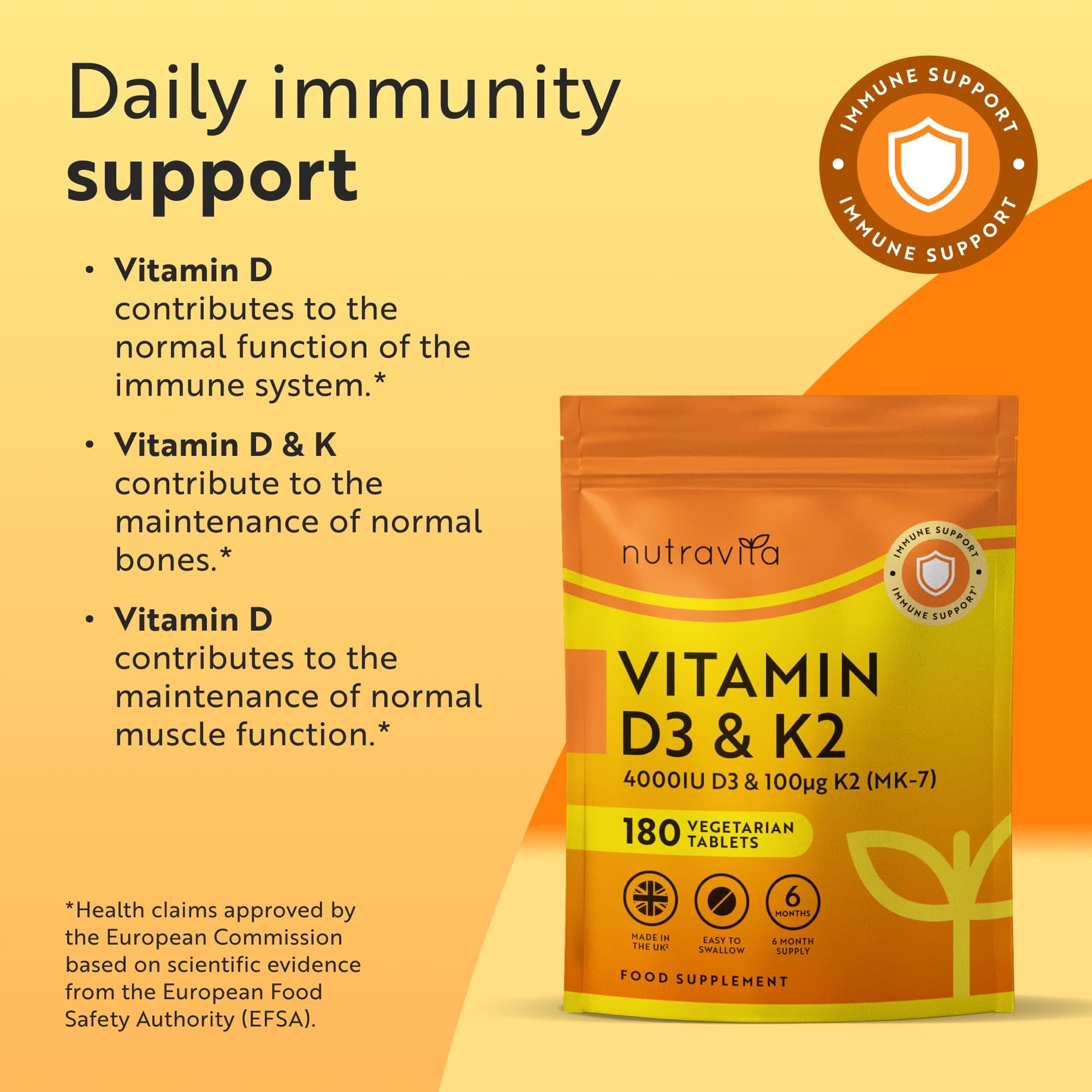 Nutravita Vitamin D3 4000 iu & Vitamin K2 100μg (MK7) – Bild 2