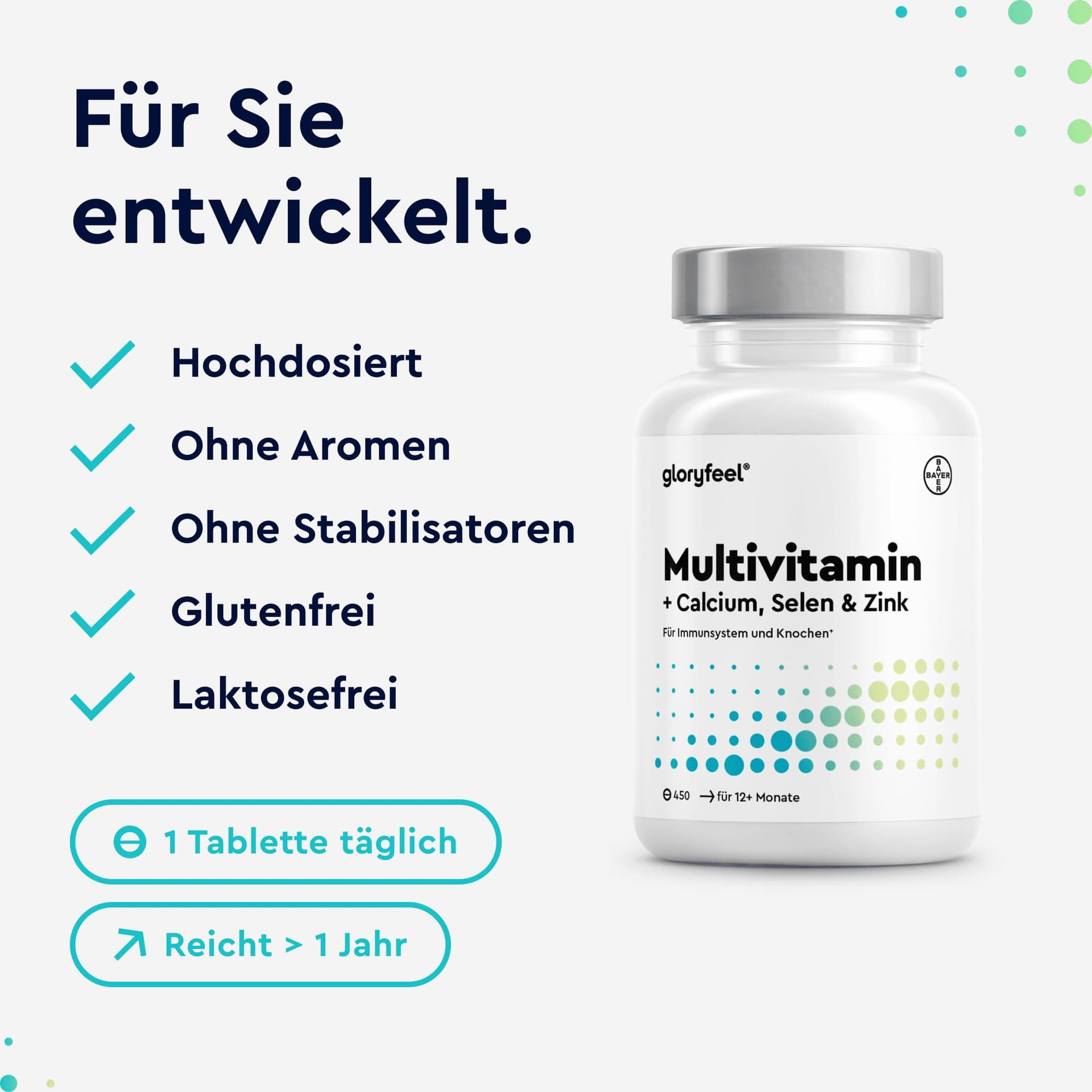 Gloryfeel Multivitamin Hochdosiert - 450 Tabletten – Bild 5