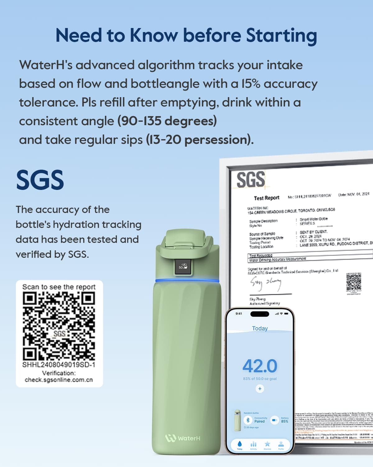 WATERH BOOST Smart Water Bottle that Reminds You to Drink, 710 ml – Bild 7