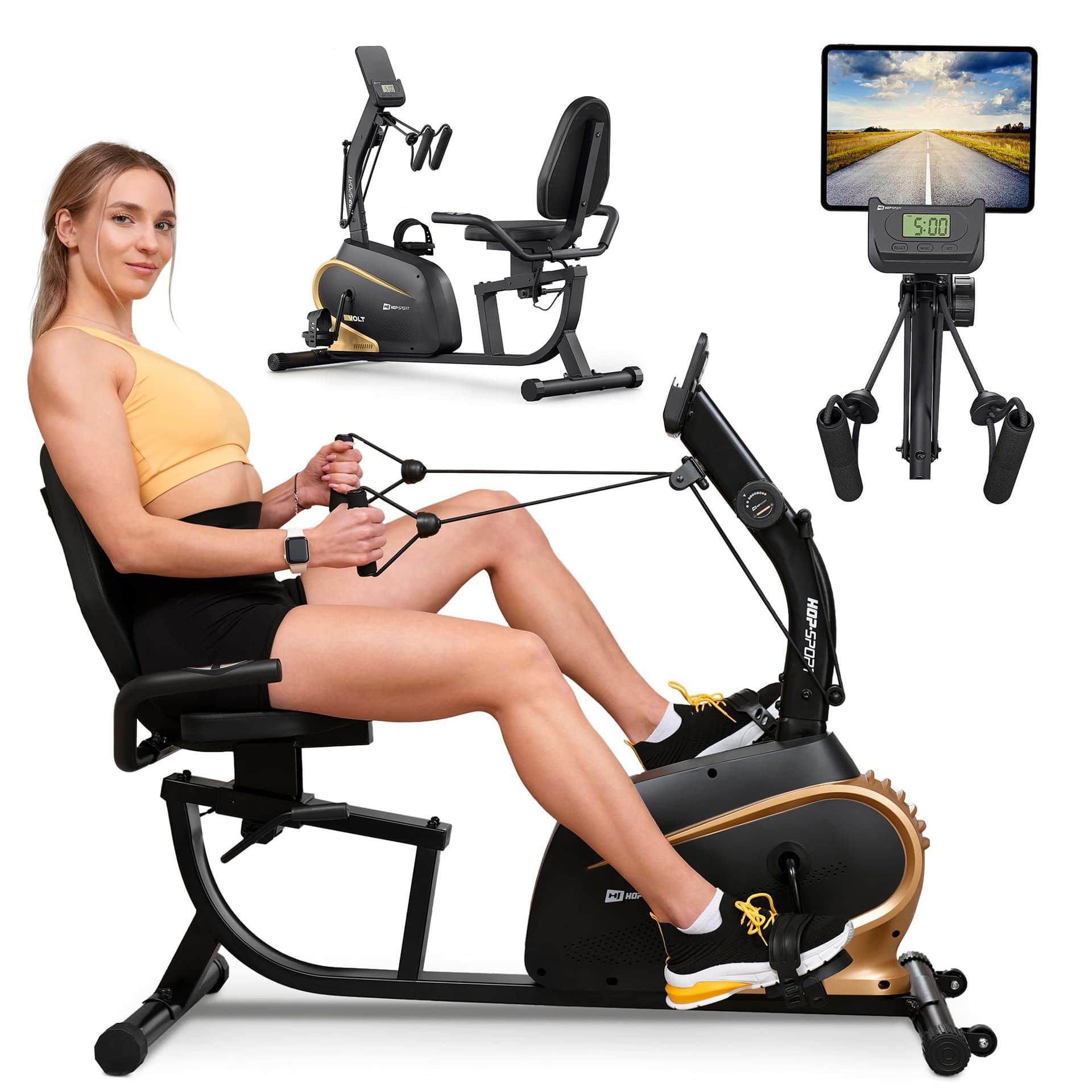 HS HOP-SPORT Hop-Sport Liegeergometer für zu Hause HS-045L