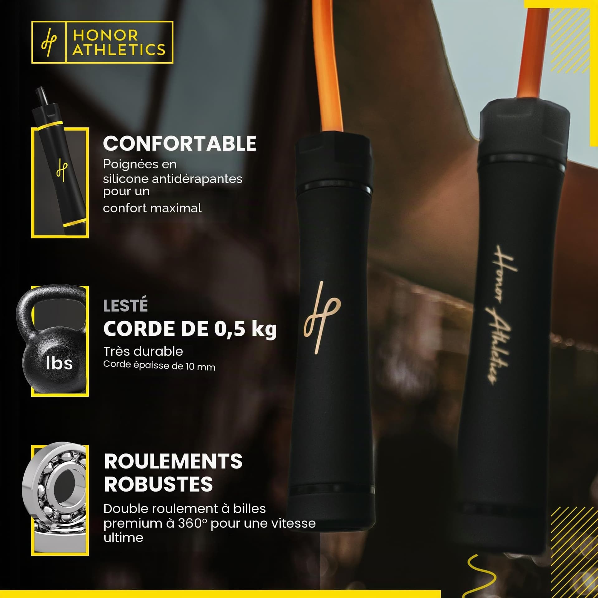 Honor Athletics 3.0 Corde à sauter lestée style Muay Thai 0,5 kg – Bild 5