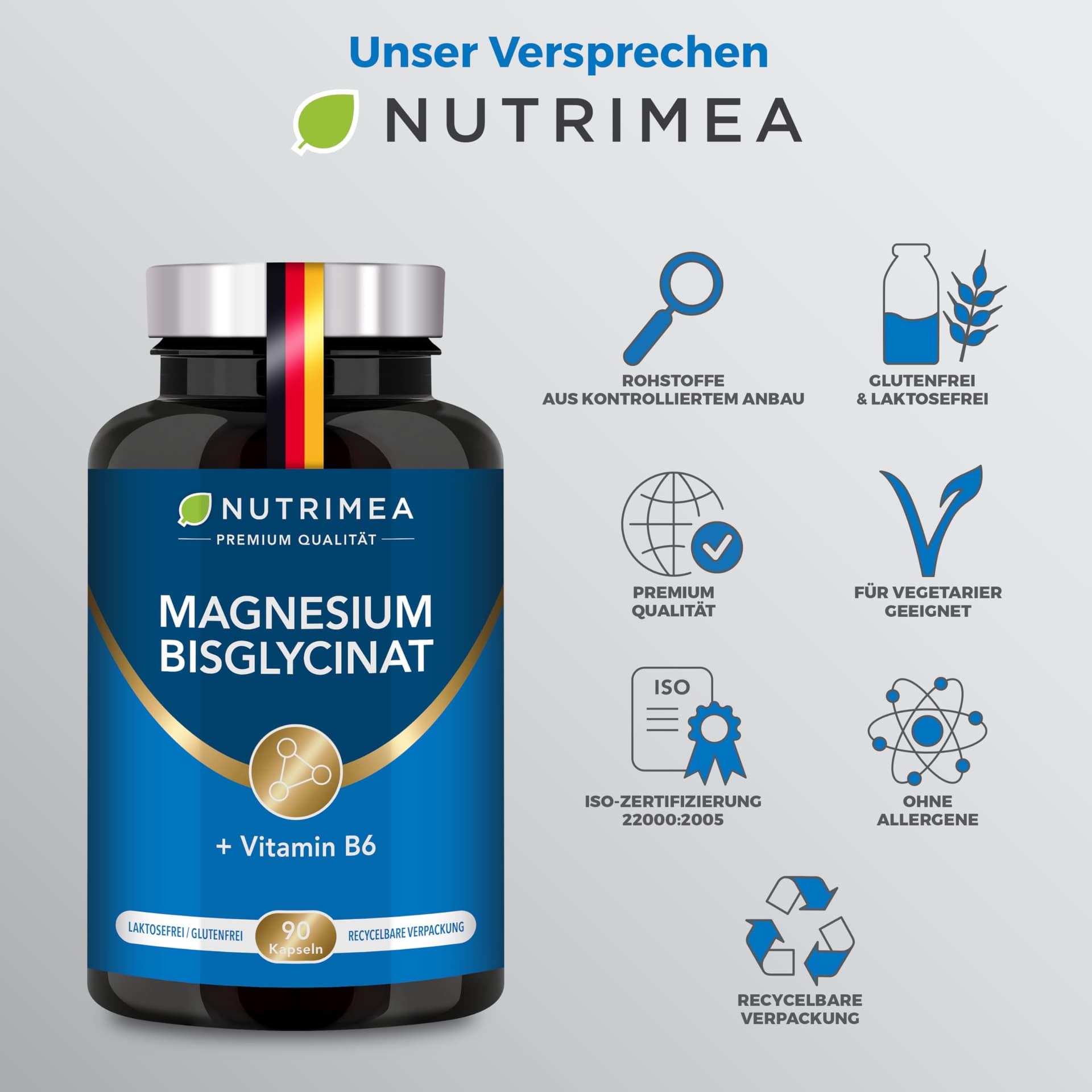 Nutri Magnesium Bisglycinat Premium + Vitamin B6 – Bild 3