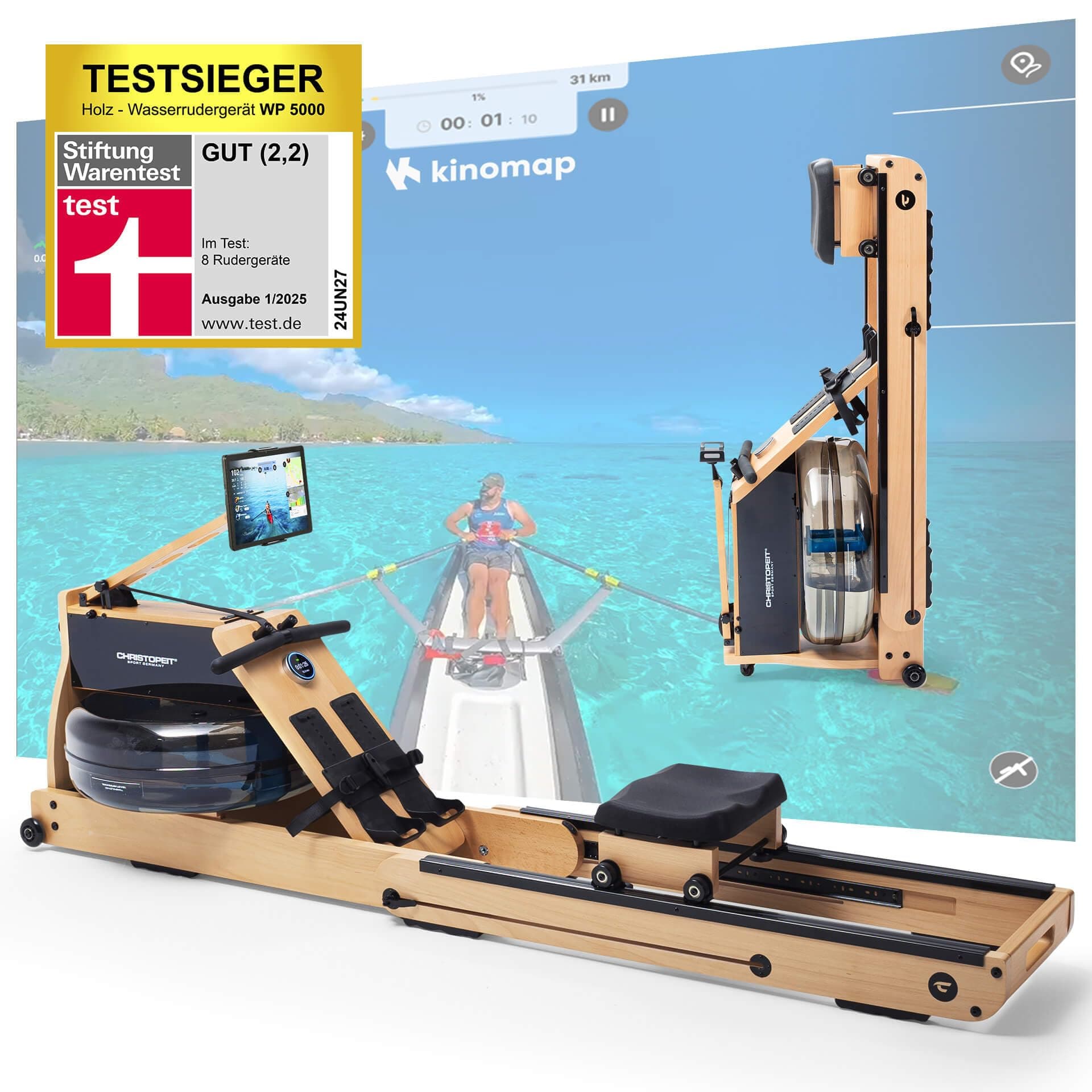 CHRISTOPEIT SPORT GERMANY Christopeit Wasserrudergerät klappbar für Zuhause – Bild 2