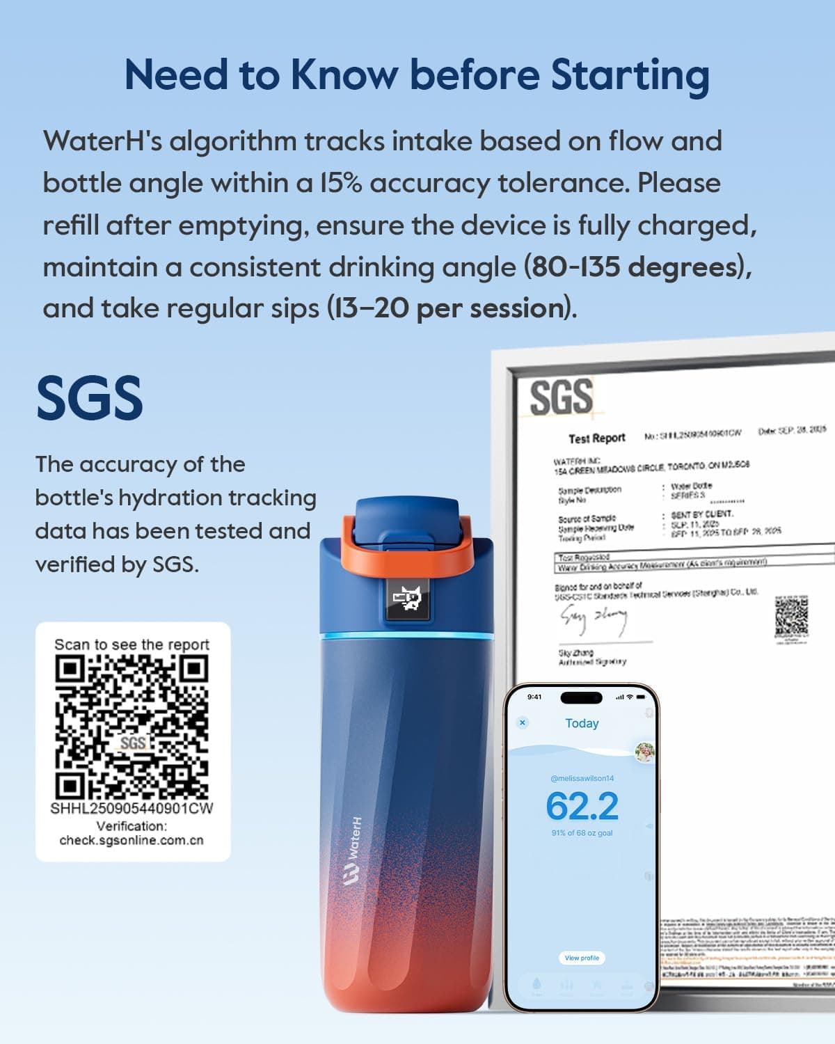 WATERH BOOST Smart Water Bottle with Reminder & Tracker, 473 ml – Bild 7