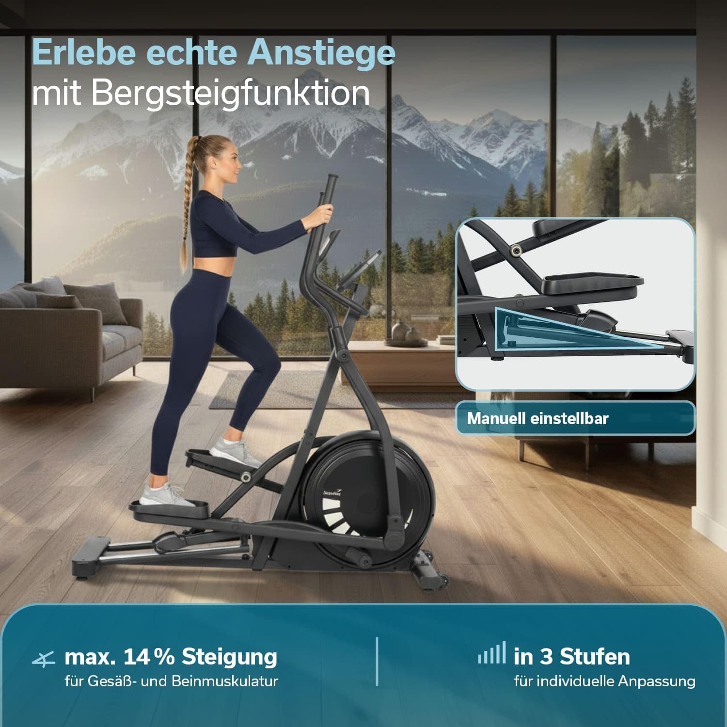 Skandika Crosstrainer für Zuhause Carbon P23-S – Bild 2
