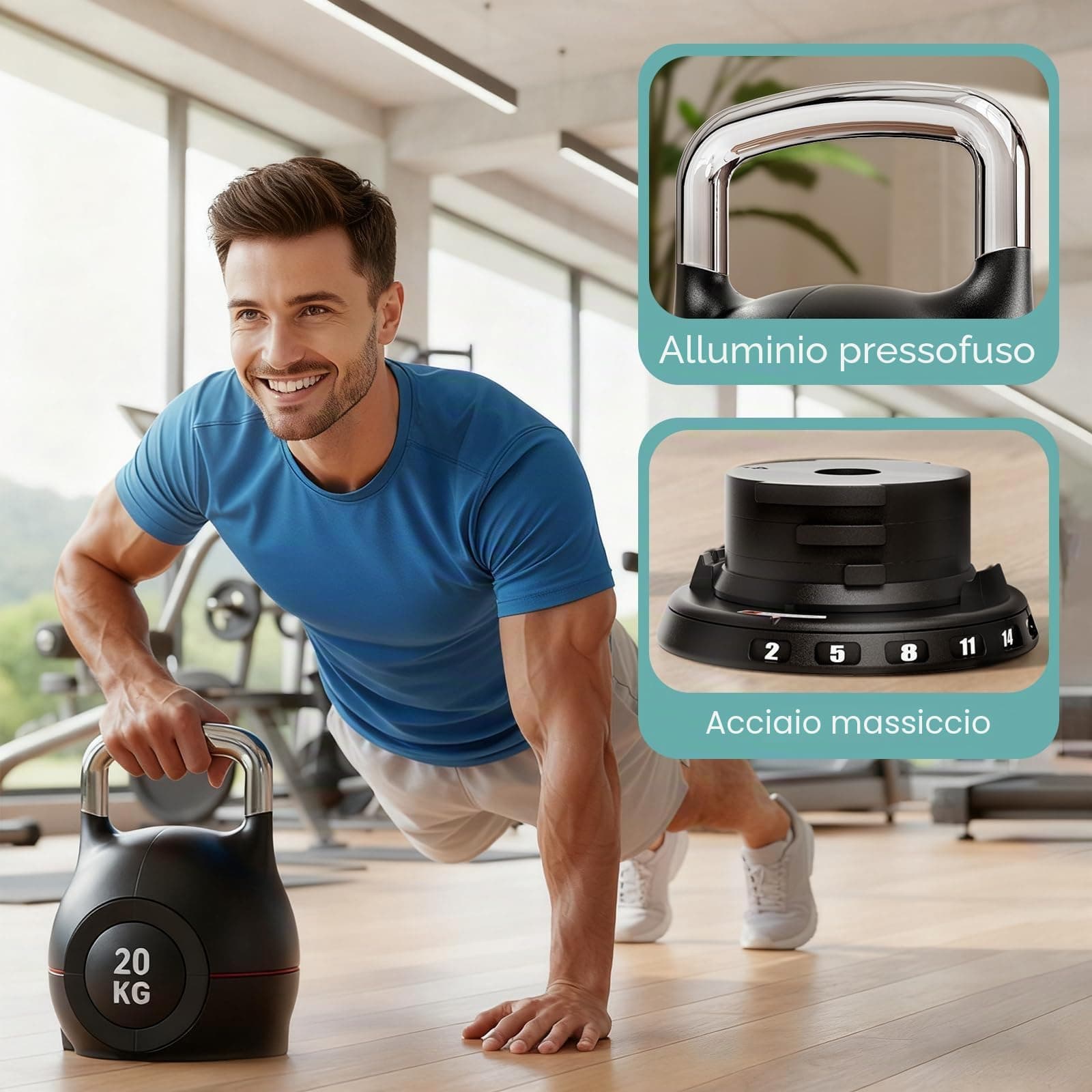 LIFERUN Kettlebell Verstellbare Hanteln Set 7 in 1 – Bild 5