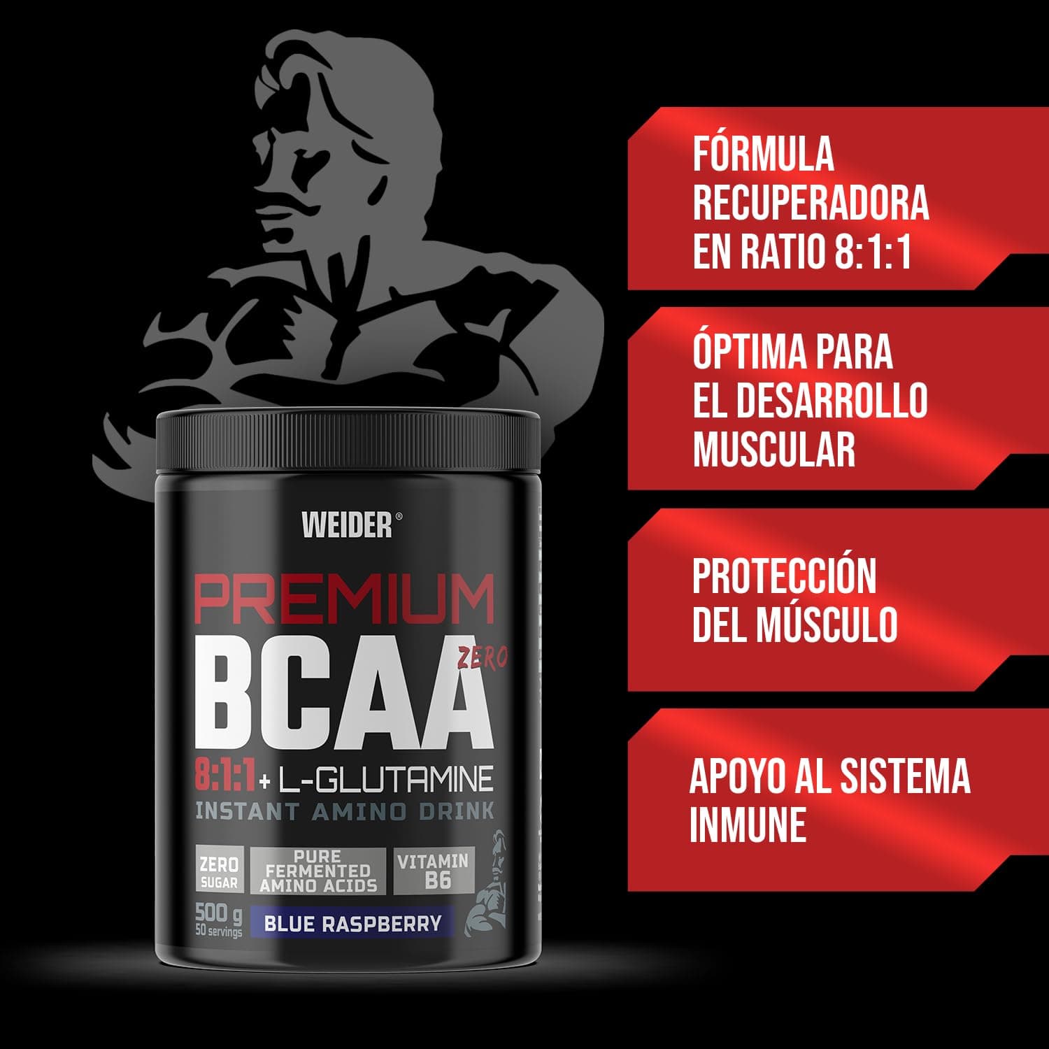 Weider Premium Bcaa 8:1:1+l-gluamina Sabor Blue Raspberry 500g – Bild 2