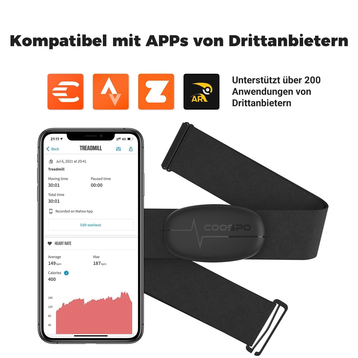 CooSpo H6M Herzfrequenzmesser Pulsgurt Brustgurt Bluetooth – Bild 3