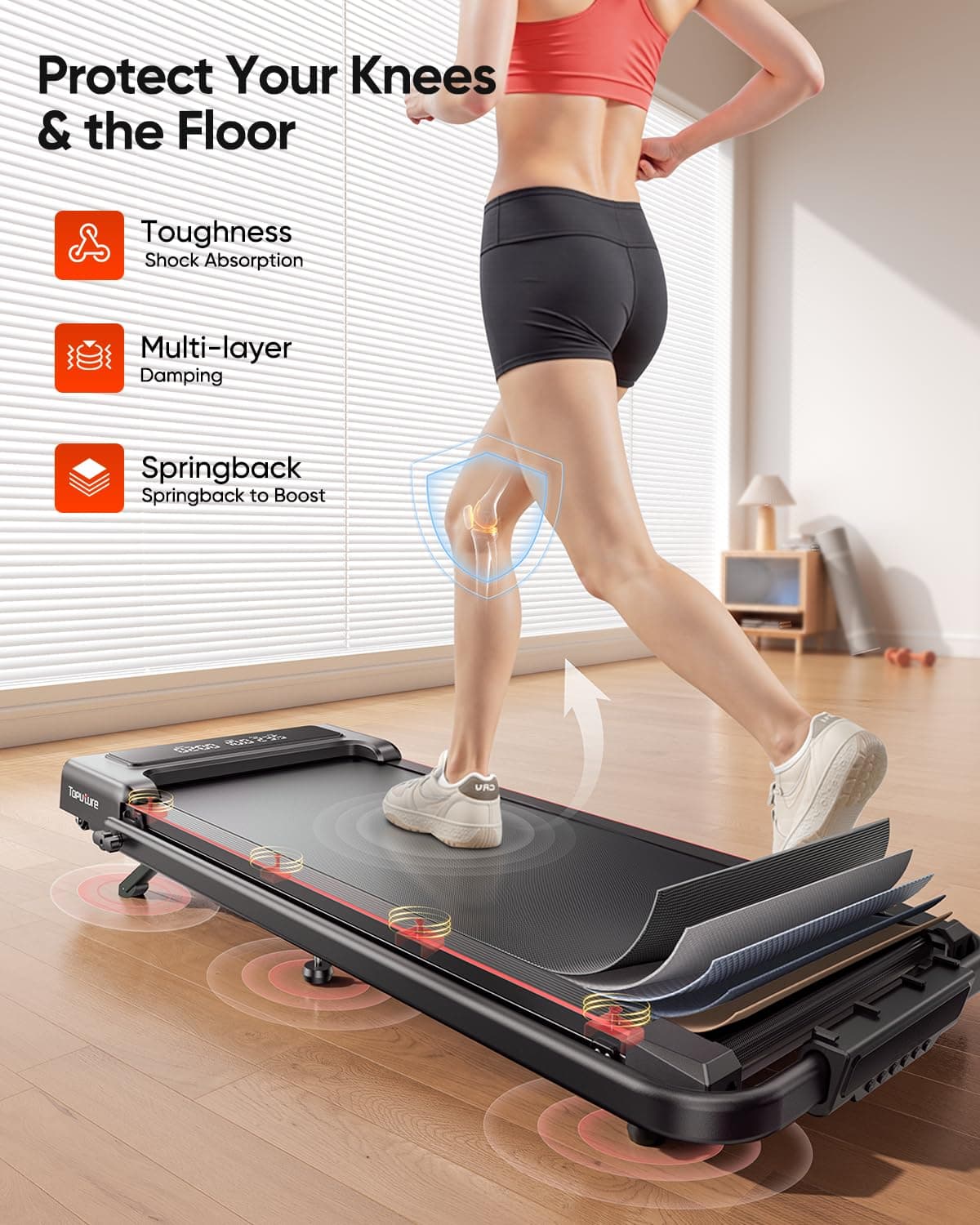 Toputure Folding treadmill with 9% Incline – Bild 5