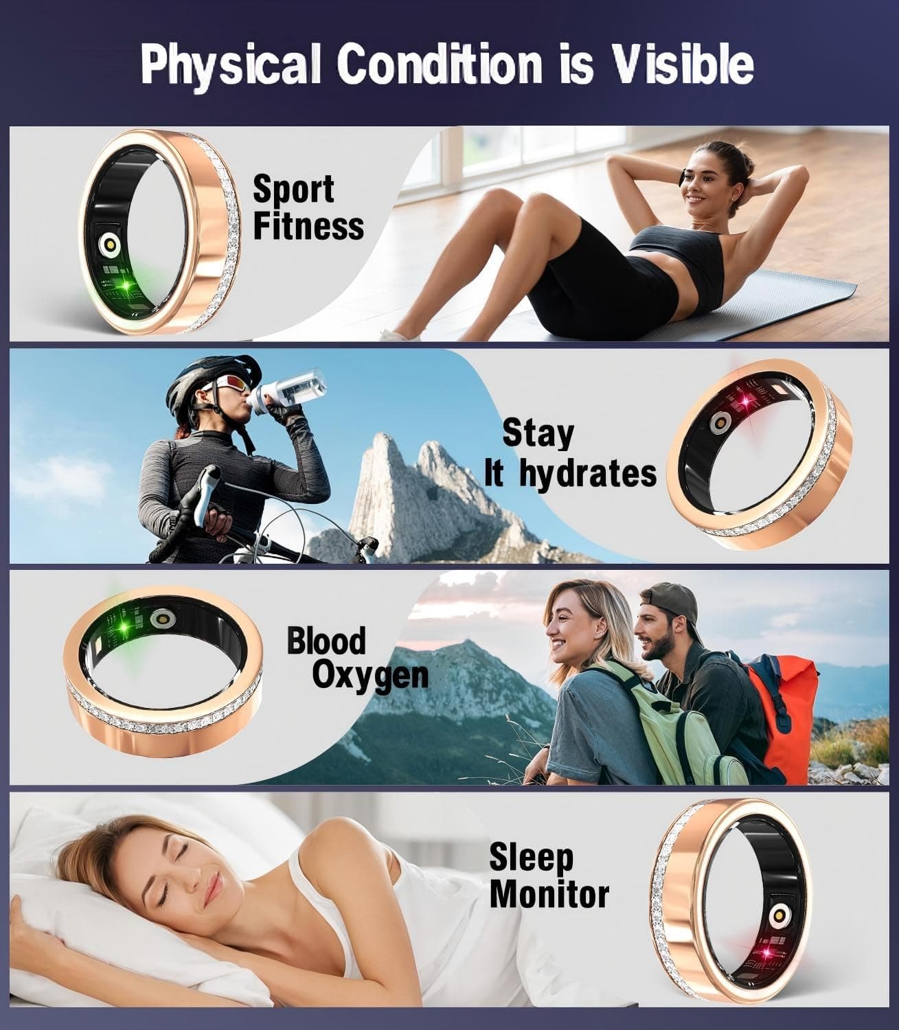 Generic Smart Health Ring Diamond Men's and Women's Sleep and – Bild 5