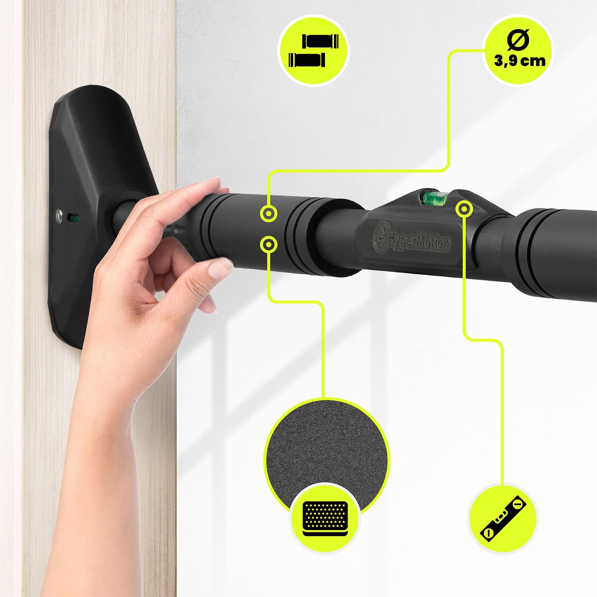 HyperMotion Barre de Traction 70-100 cm Sans Vis - Barre de Tractions Porte Max 200kg – Bild 6