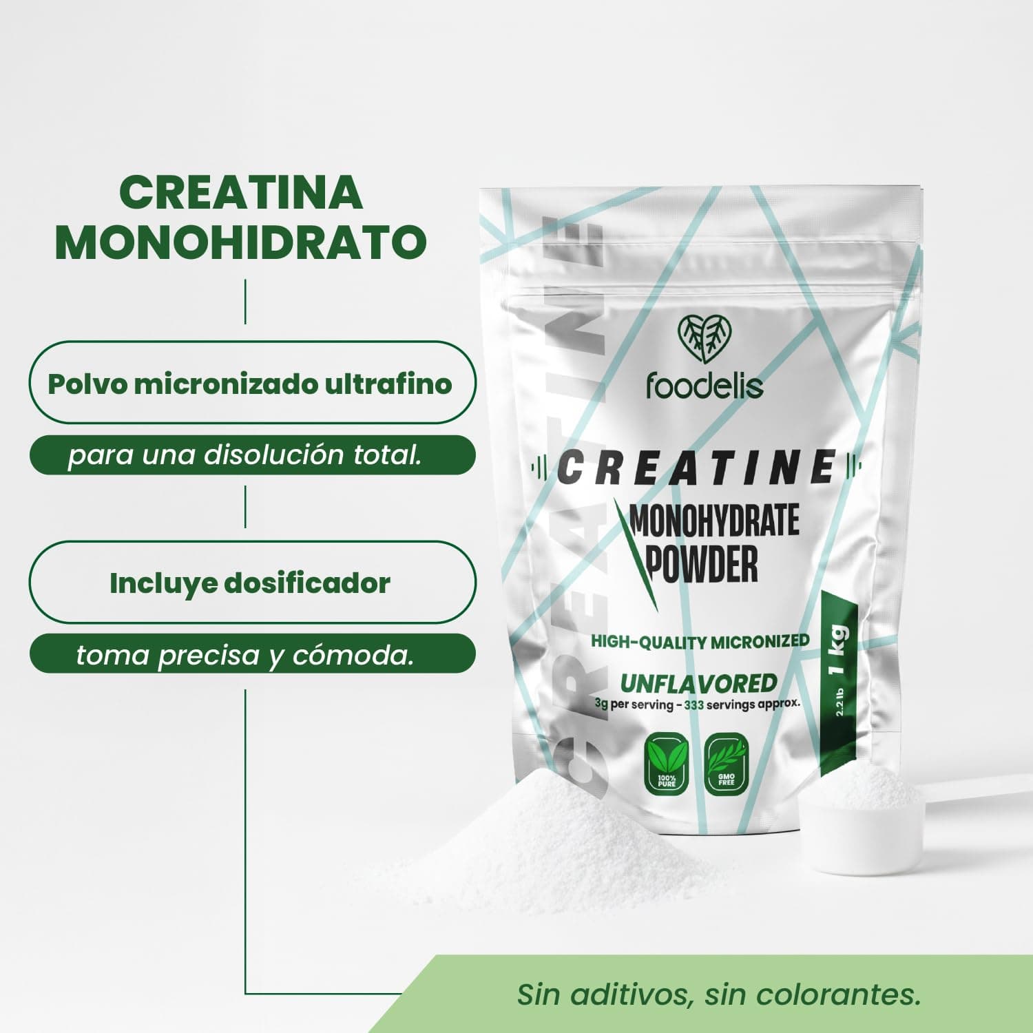 FOODELIS Creatina Monohidratada en Polvo 1 kg – Bild 3