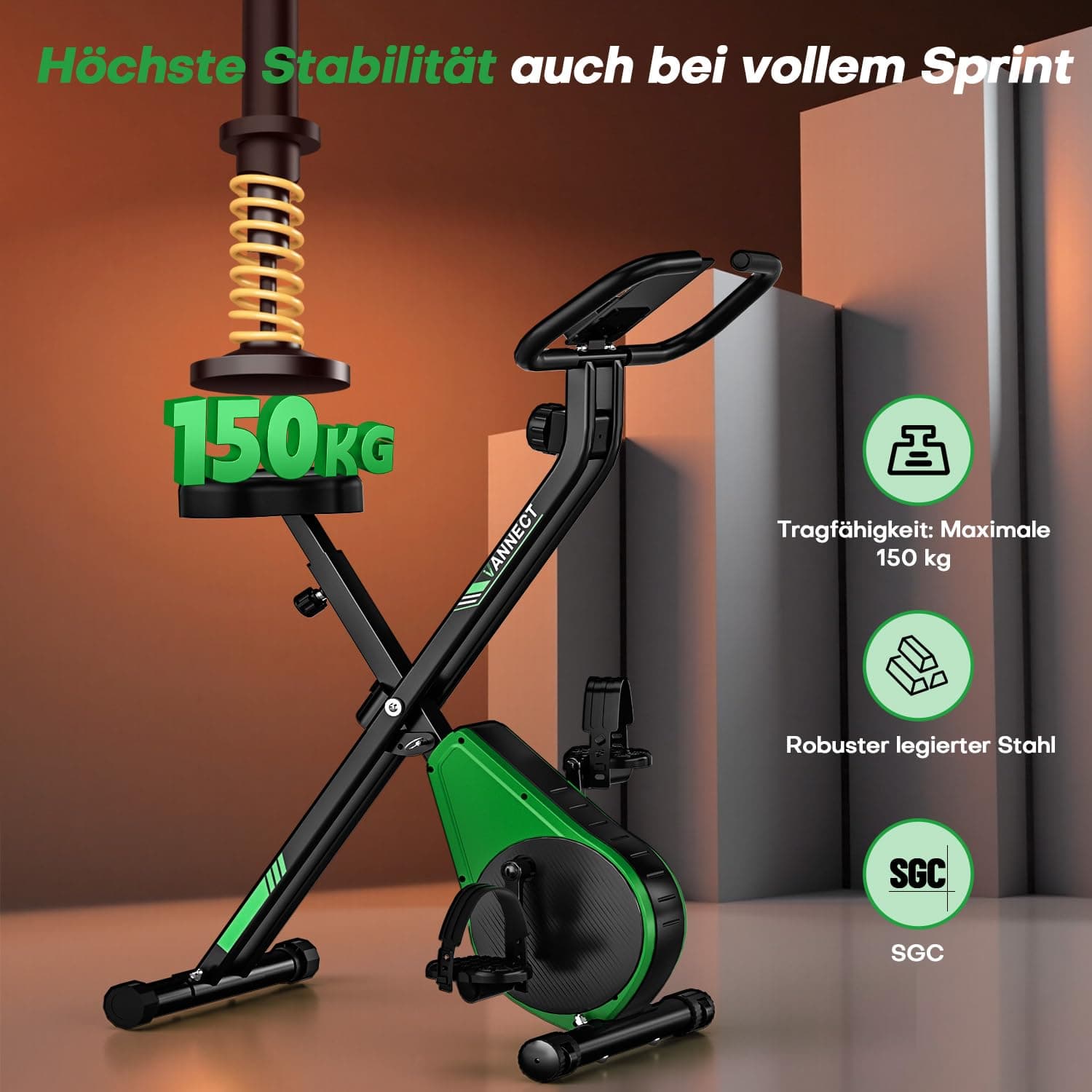 vannect Heimtrainer Fahrrad Klappbar – Bild 3