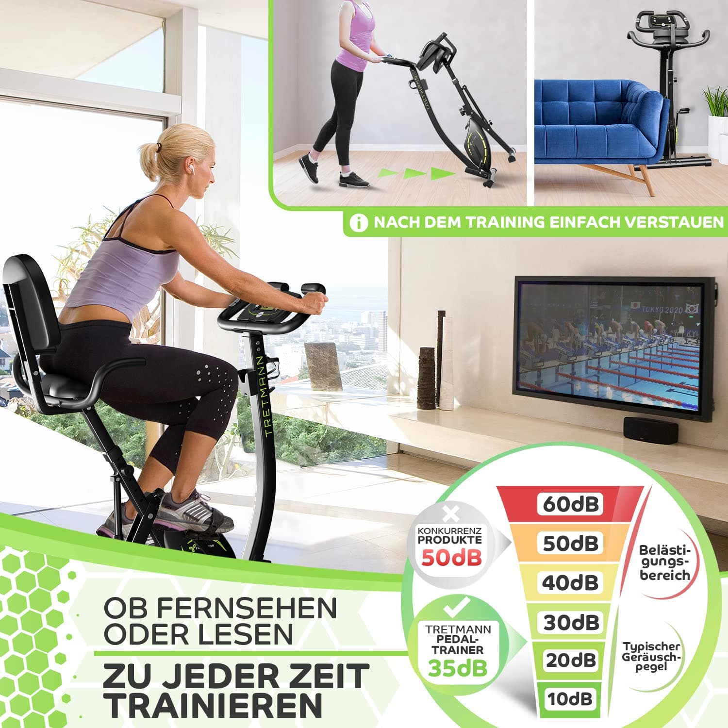 TRETMANN NEU 3in1 Heimtrainer Fahrrad klappbar -extra – Bild 3