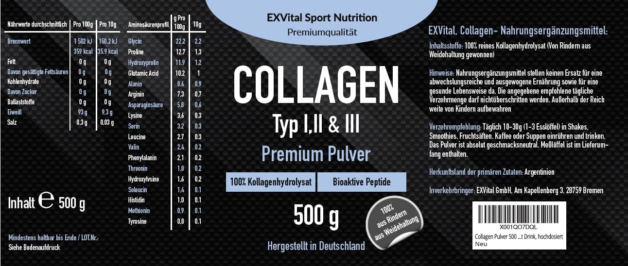 EXVital Collagen Pulver 500 Gramm – Bild 8