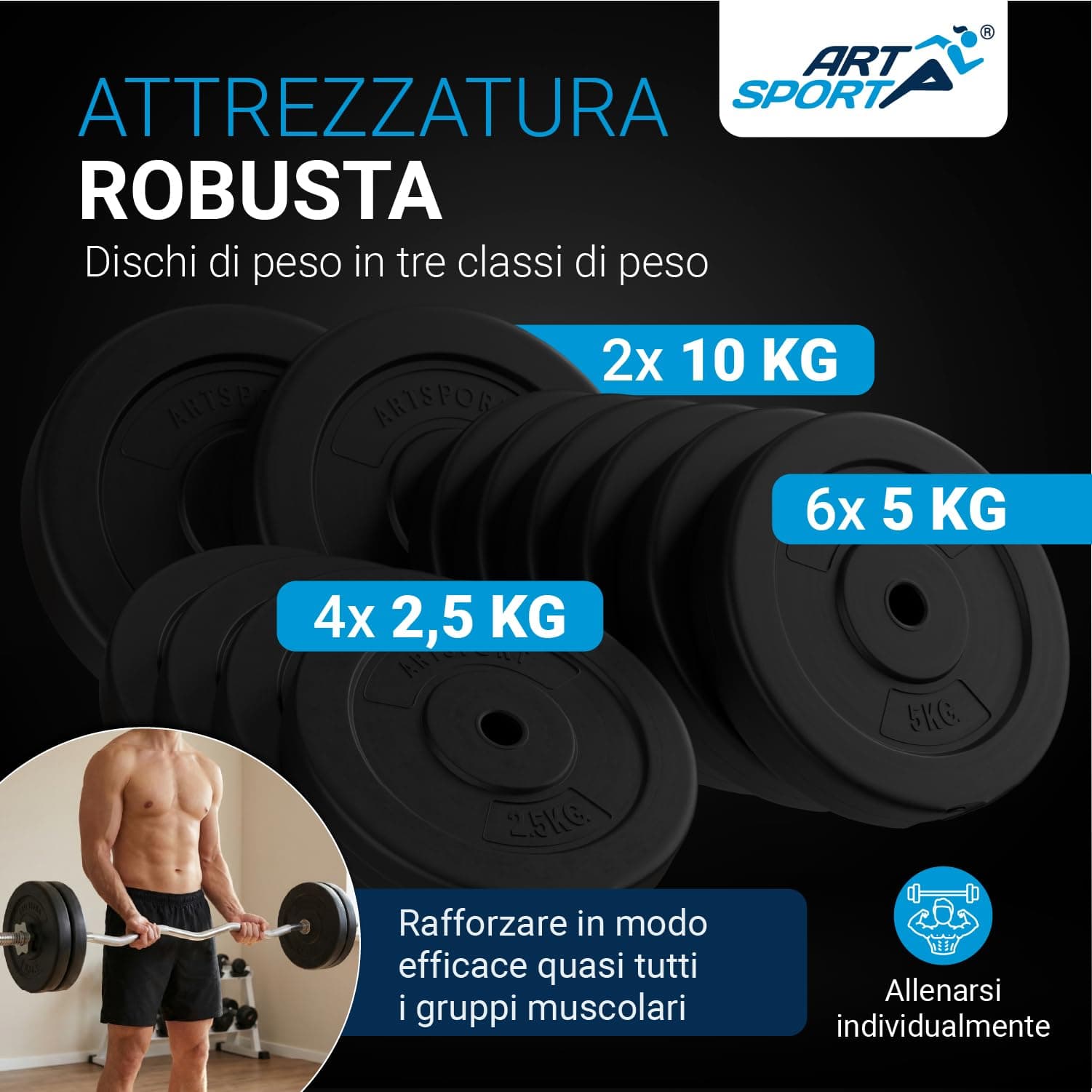 ArtSport set di manubri corti 3in1 con 2 manubri – Bild 3