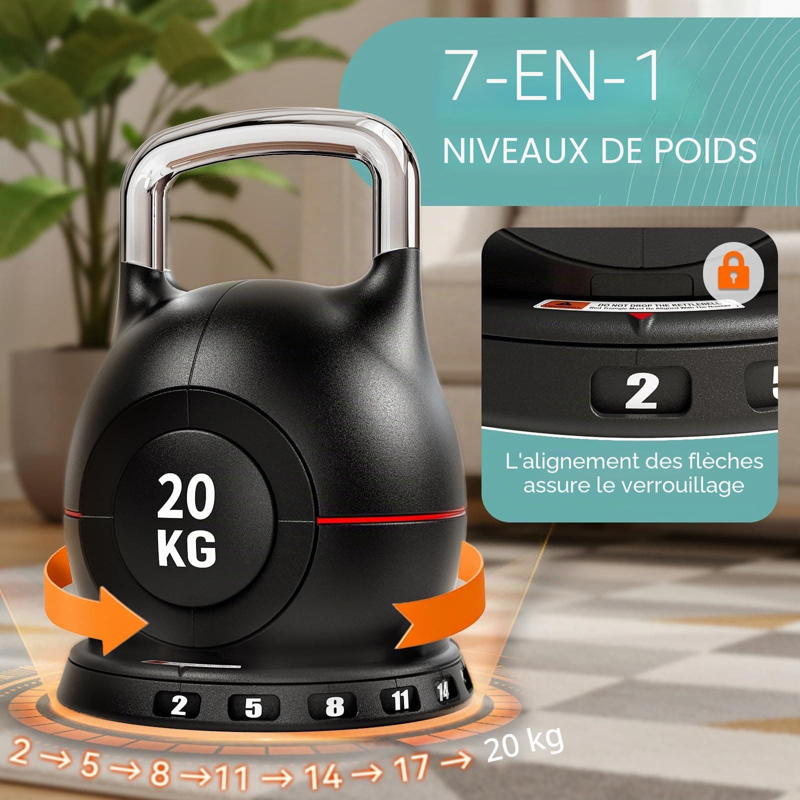 LIFERUN Kettlebell Verstellbare Hanteln Set 7 in 1 – Bild 7
