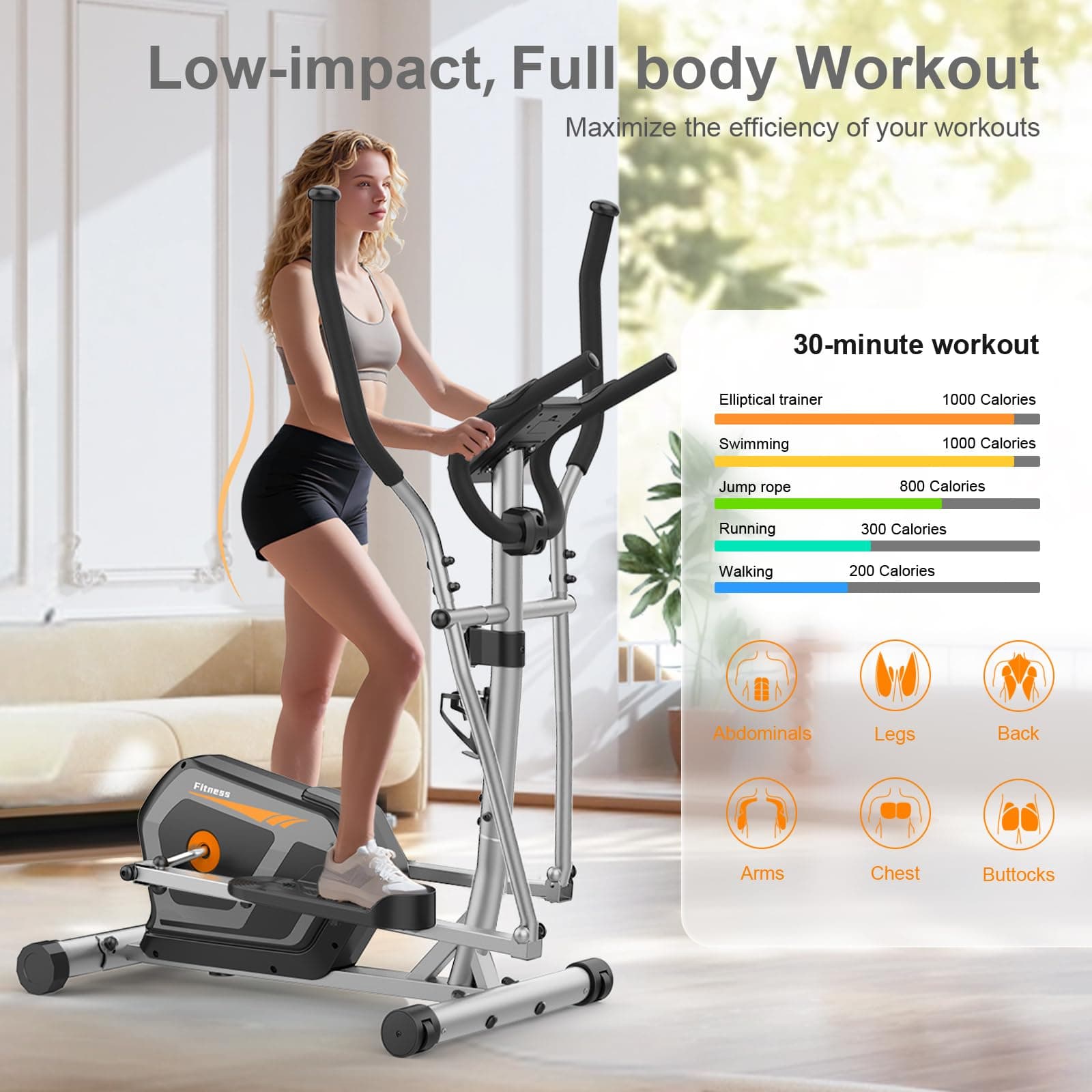 Neezee Crosstrainer für Zuhause mit Bluetooth-App,16-Stufiger Widerstandsstufen,6 kg – Bild 2