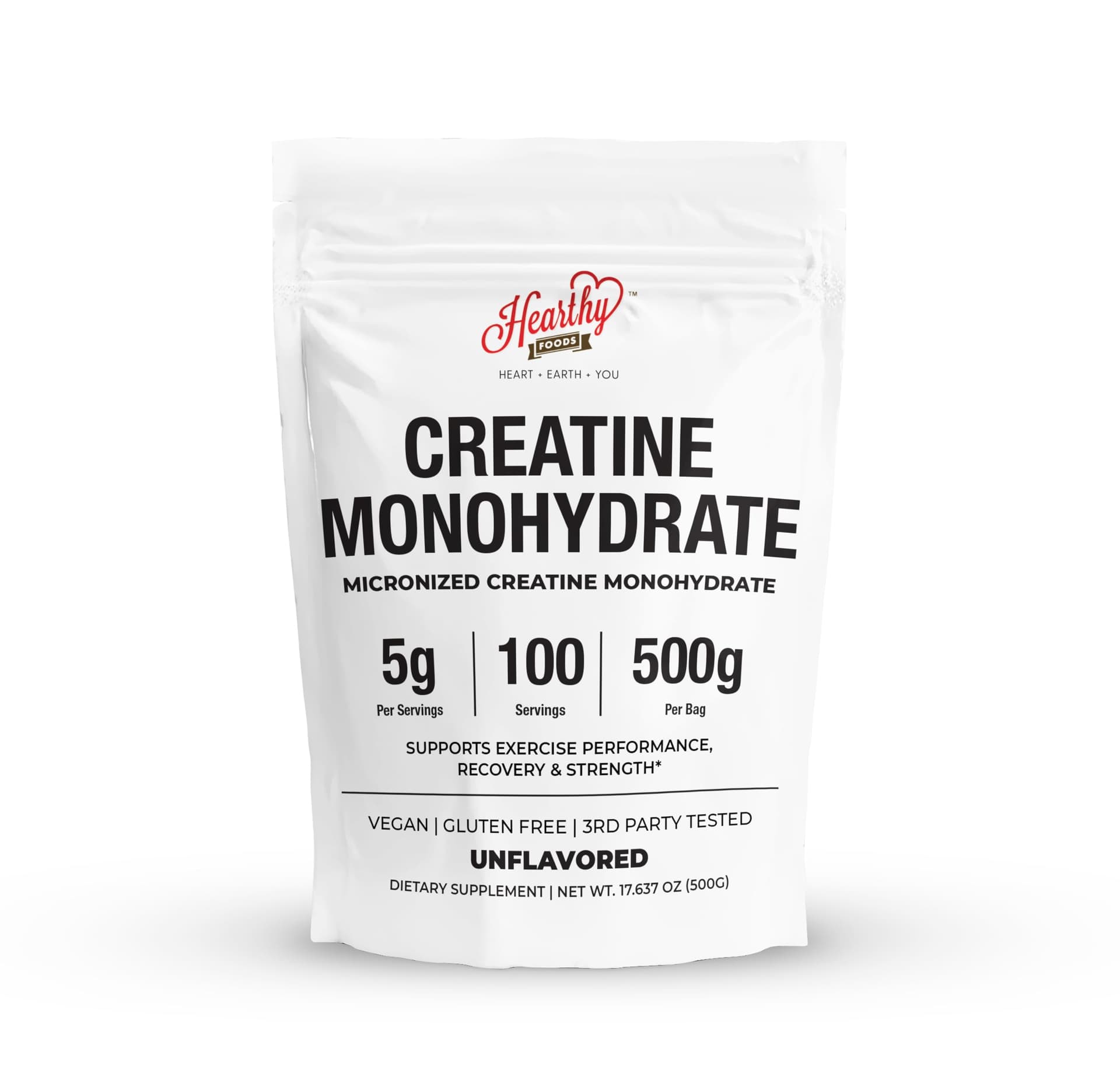 HEARTHY FOODS Creatine Monohydrate Micronized Powder 500G