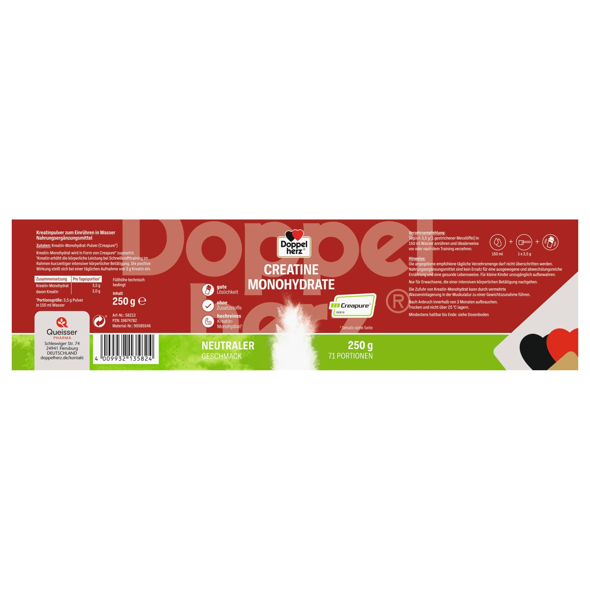 Doppelherz CREATINE MONOHYDRATE – Hochreines Kreatin mit Creapure® Qualität 250g – Bild 3