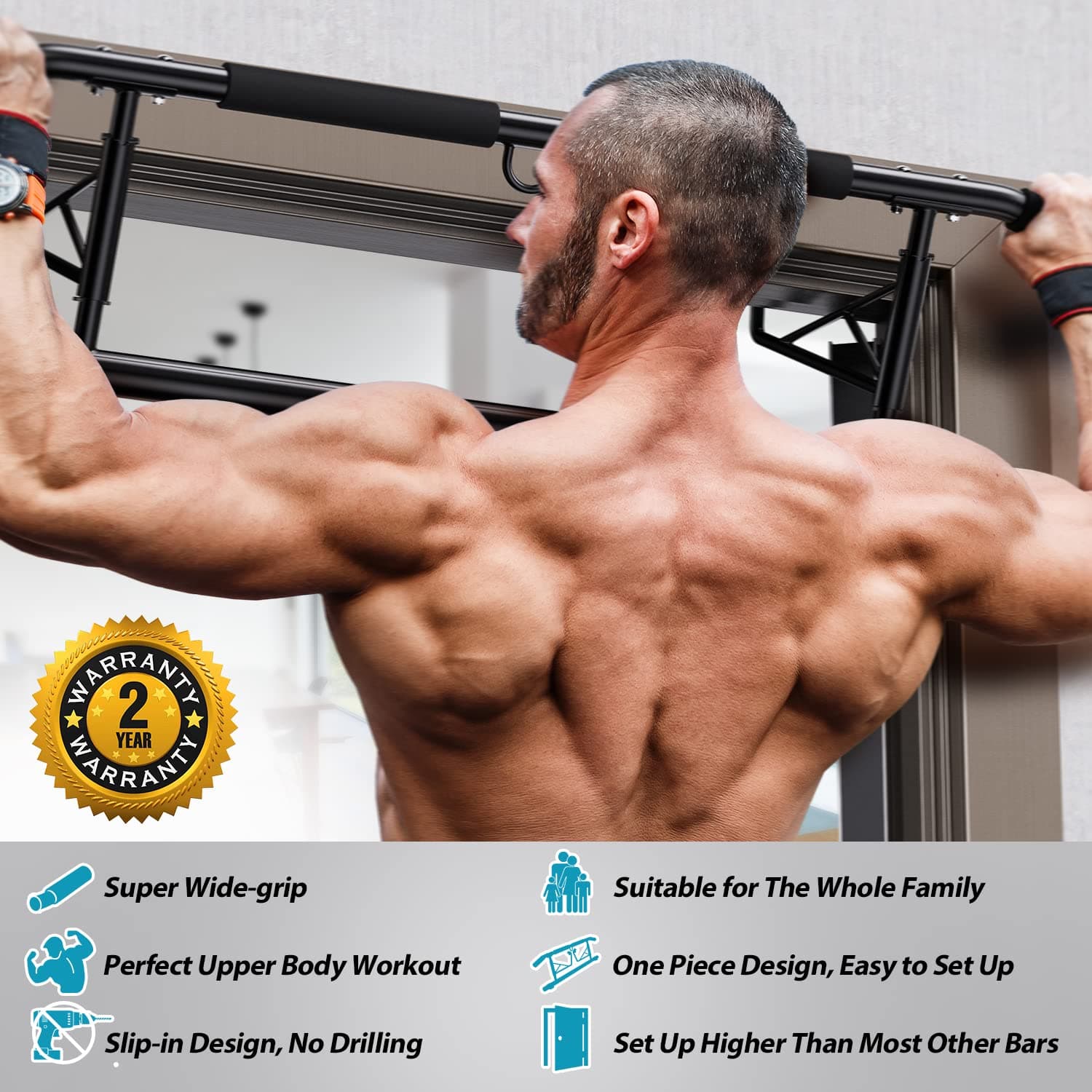 JX FITNESS Klimmzugstange Türrahmen Pull Up Bar mit – Bild 8
