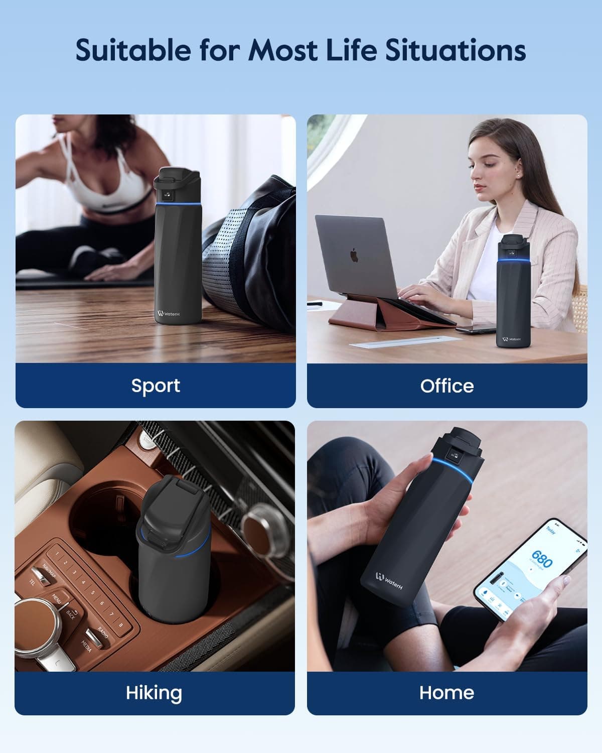 WATERH BOOST Smart Water Bottle that Reminds You to Drink, 710 ml – Bild 8