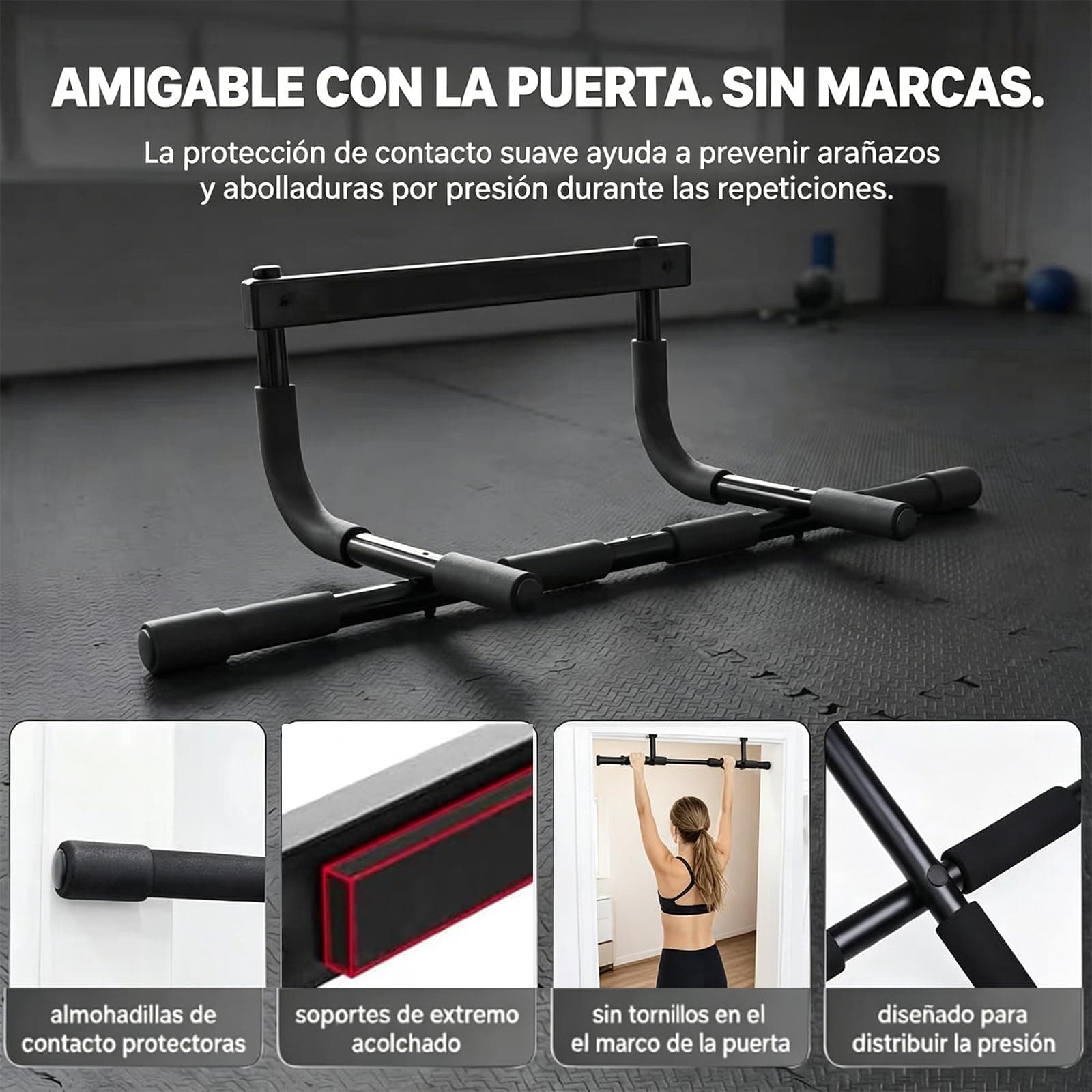 ALLINLIFE Barra de Dominadas Puerta Ajustable 60-100cm – Bild 7
