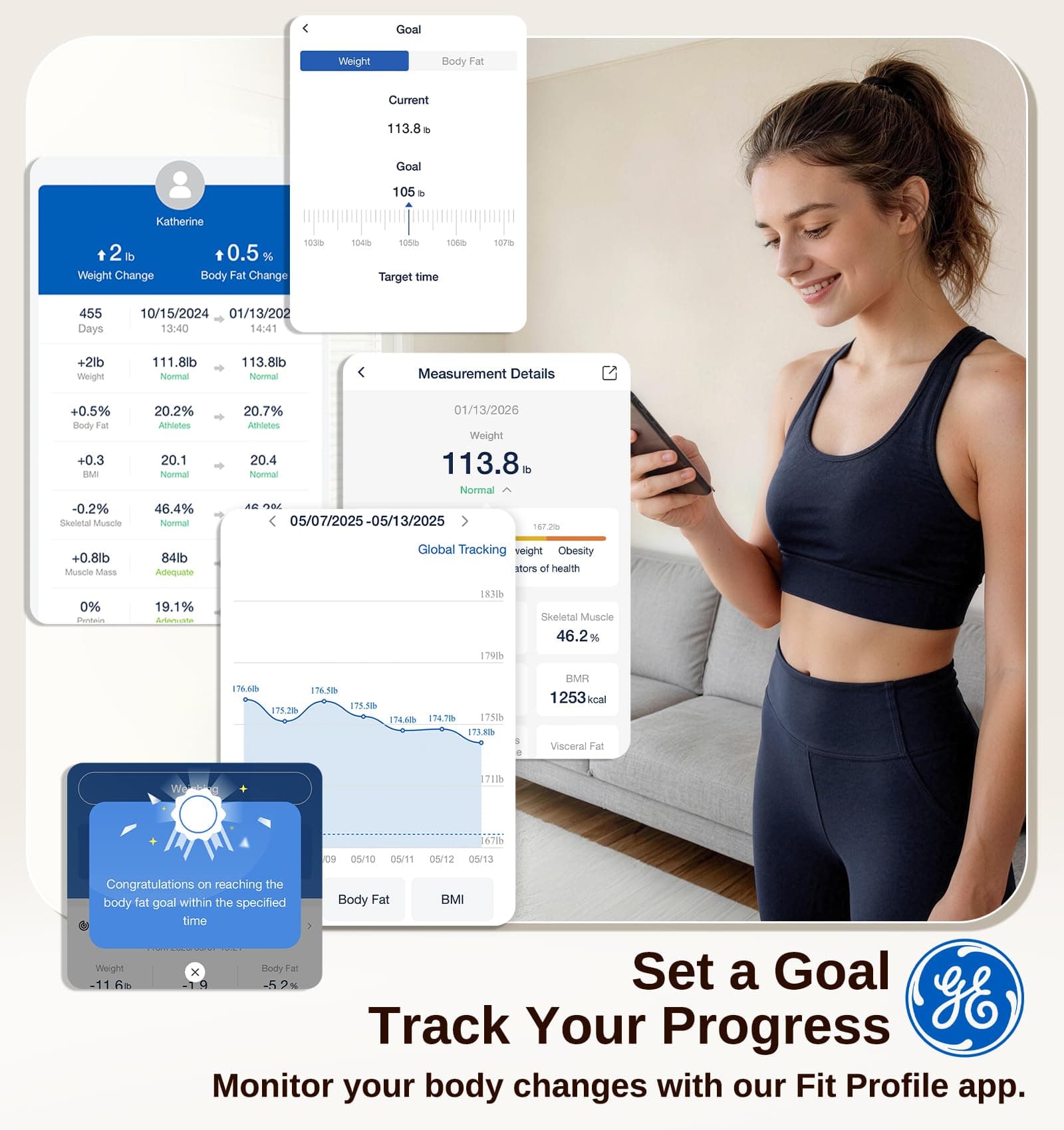 Global eFit Inc. (Manufactured under GE license) GE Smart Scale for Body Weight: Body Fat – Bild 5