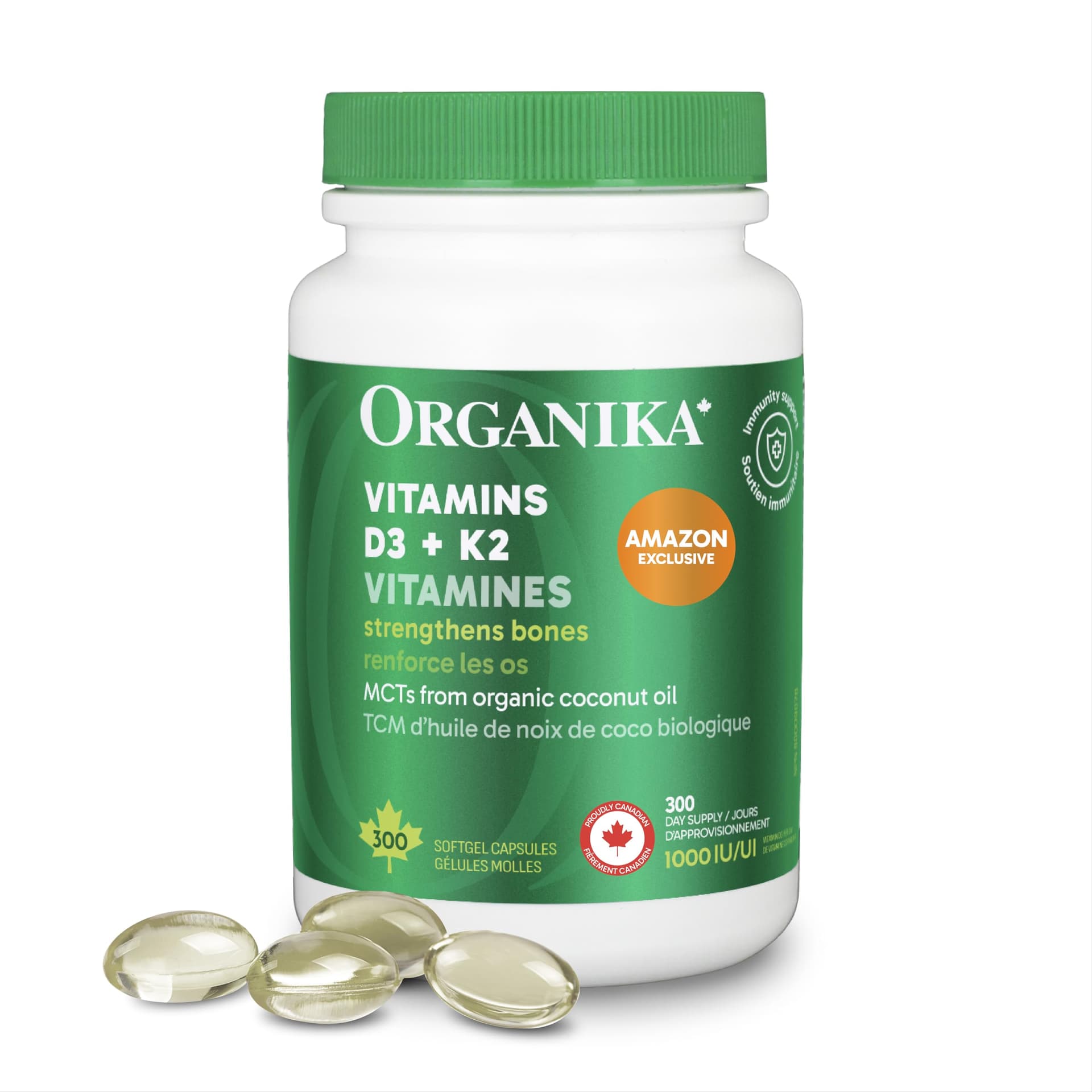 Organika Vitamin D3 + K2 (MK7)- 1000IU D3 and 120mcg K2 per