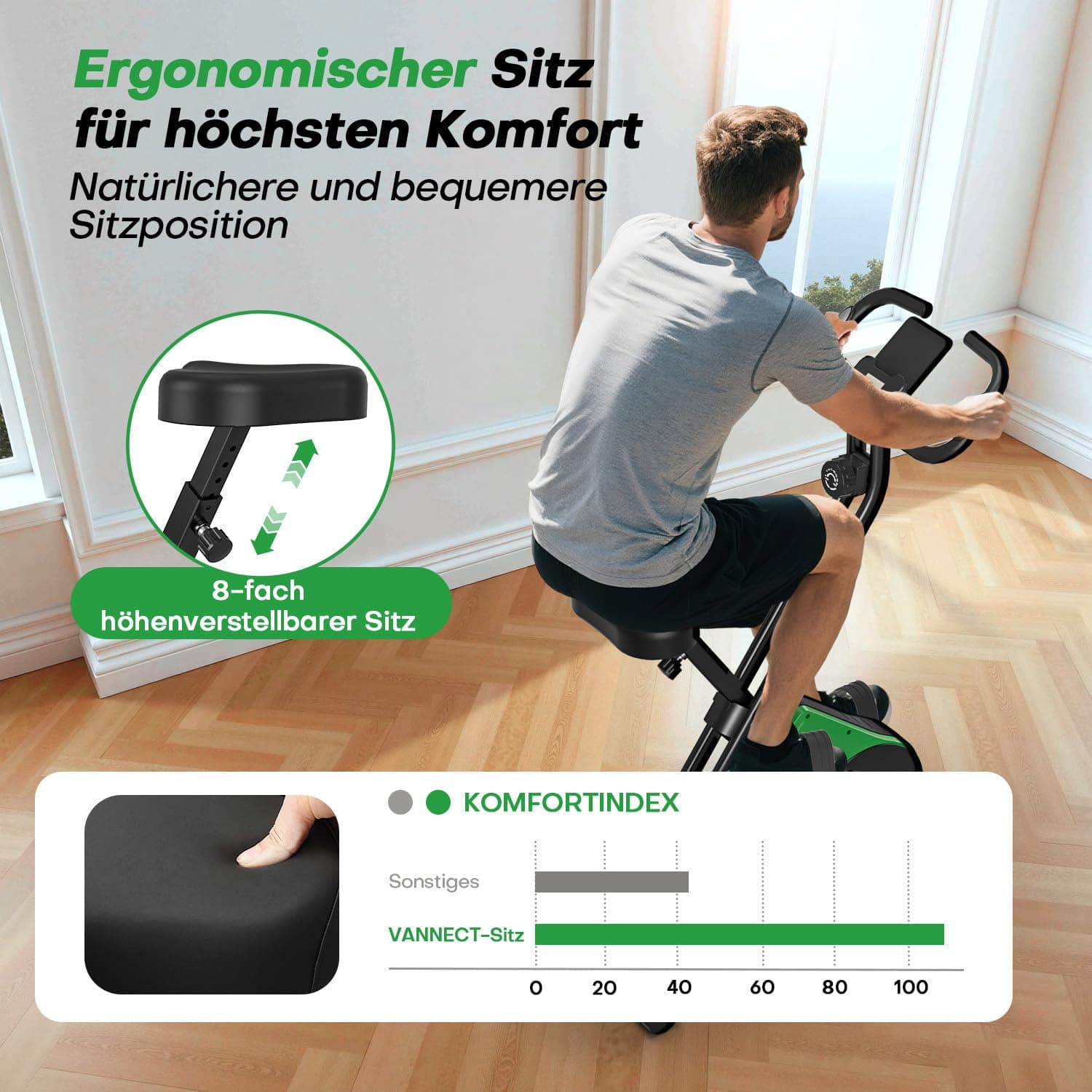 vannect Heimtrainer Fahrrad Klappbar – Bild 6