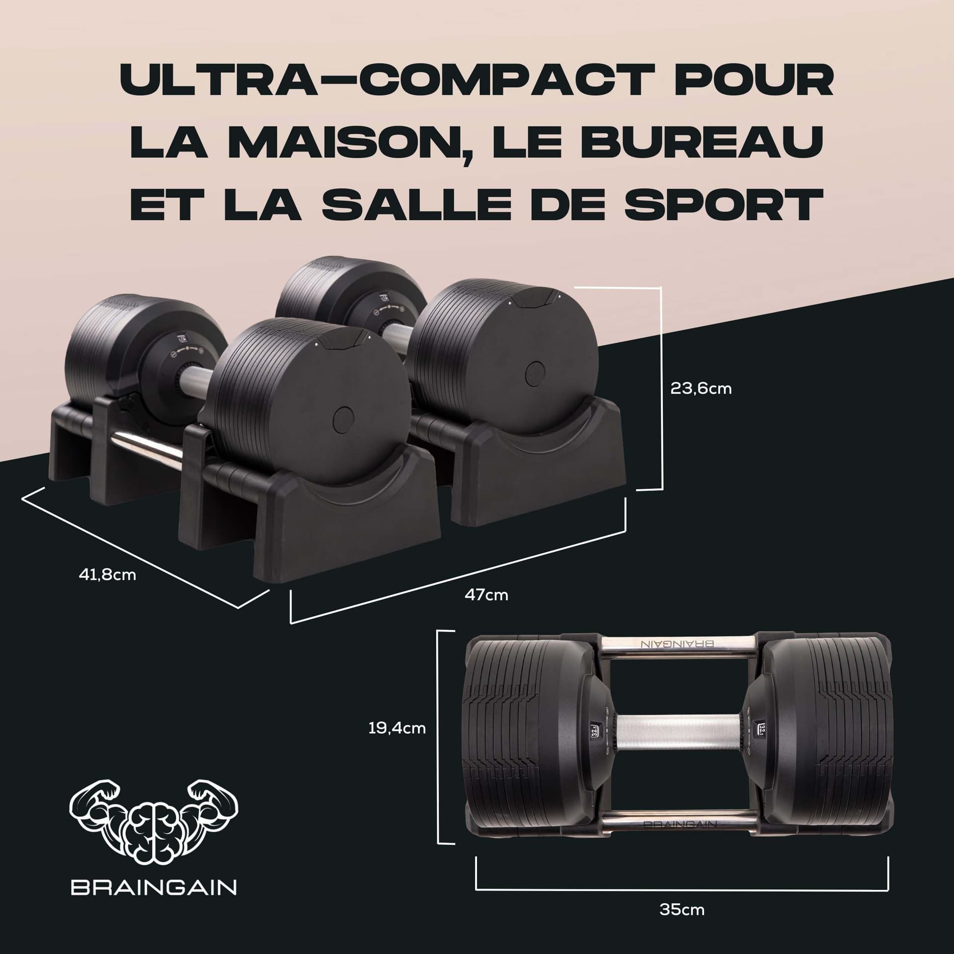 BRAINGAIN Haltères Réglables Set 23,5kg – Bild 7