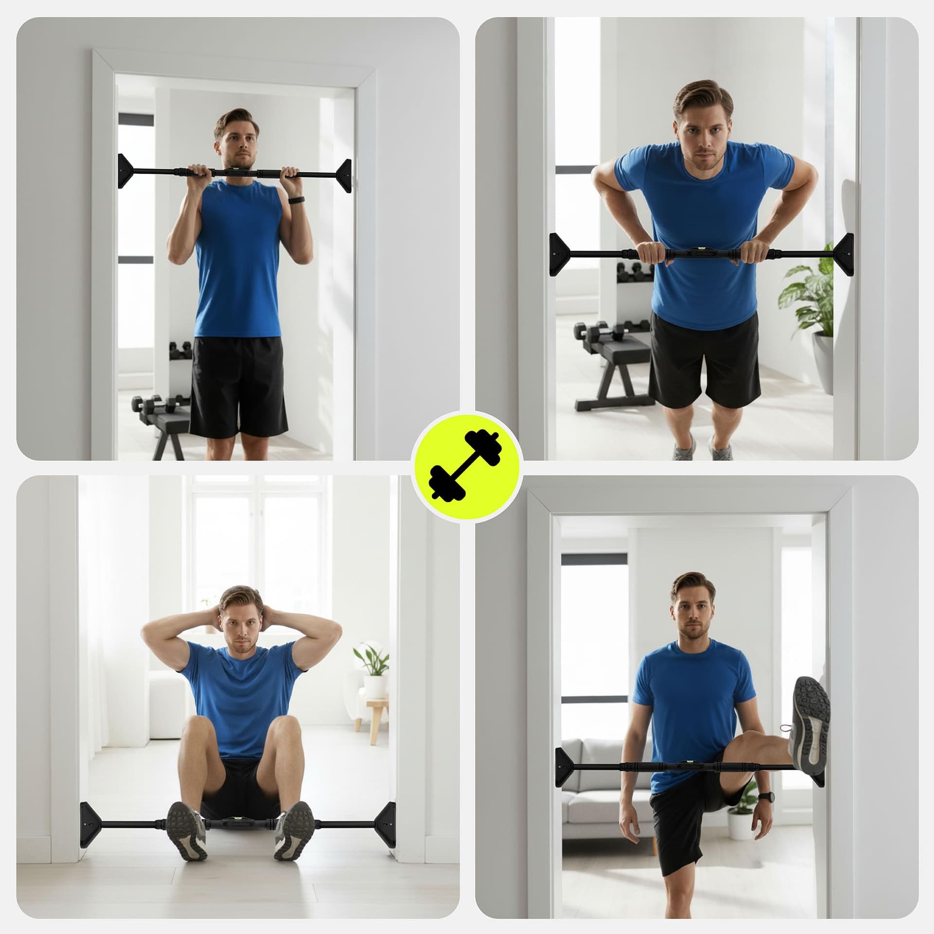 HyperMotion Barre de Traction 70-100 cm Sans Vis - Barre de Tractions Porte Max 200kg – Bild 4