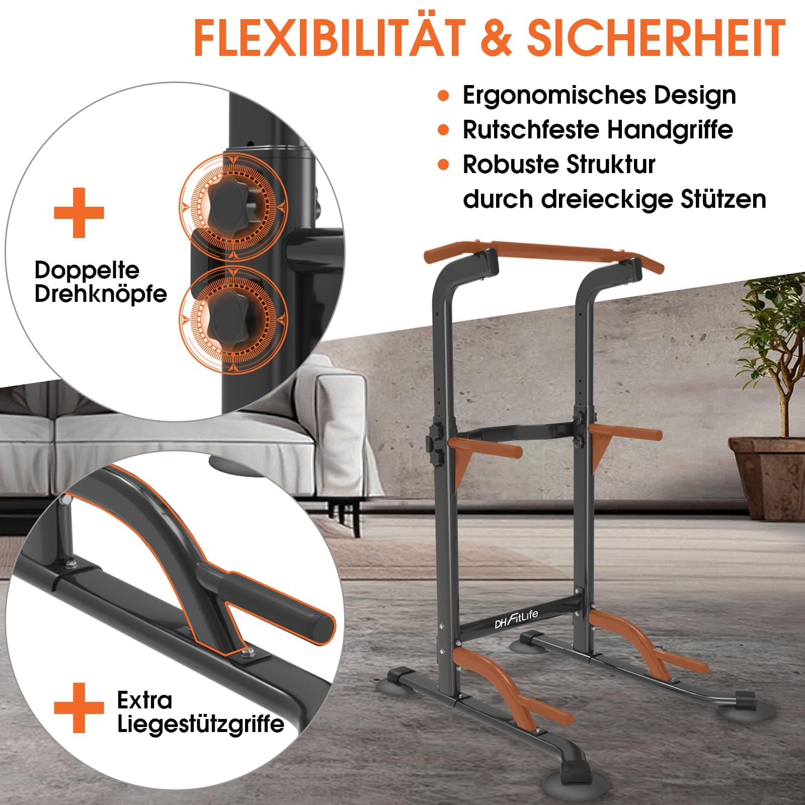 DH FitLife Power Tower Dip Station – Bild 4