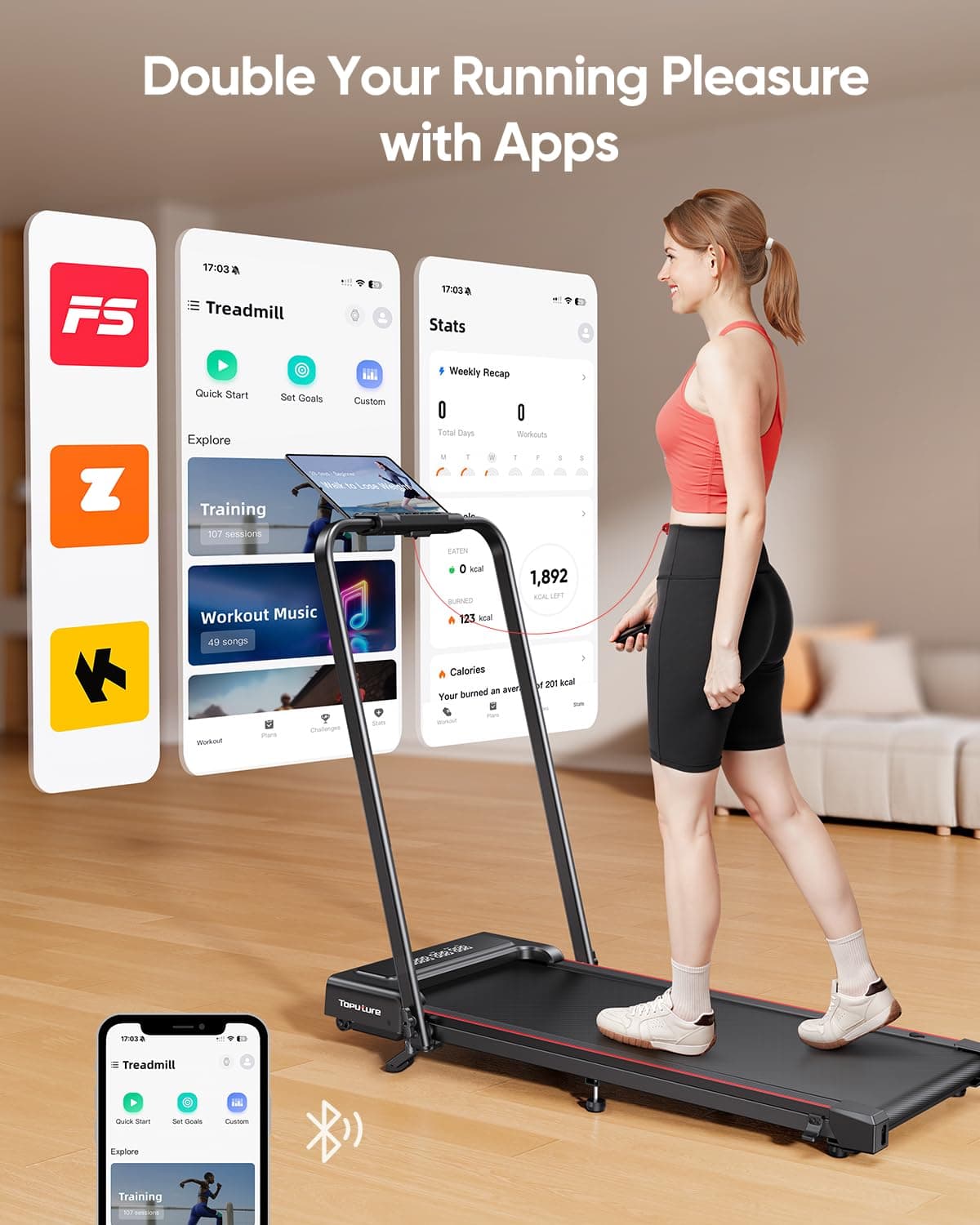 Toputure Folding treadmill with 9% Incline – Bild 3