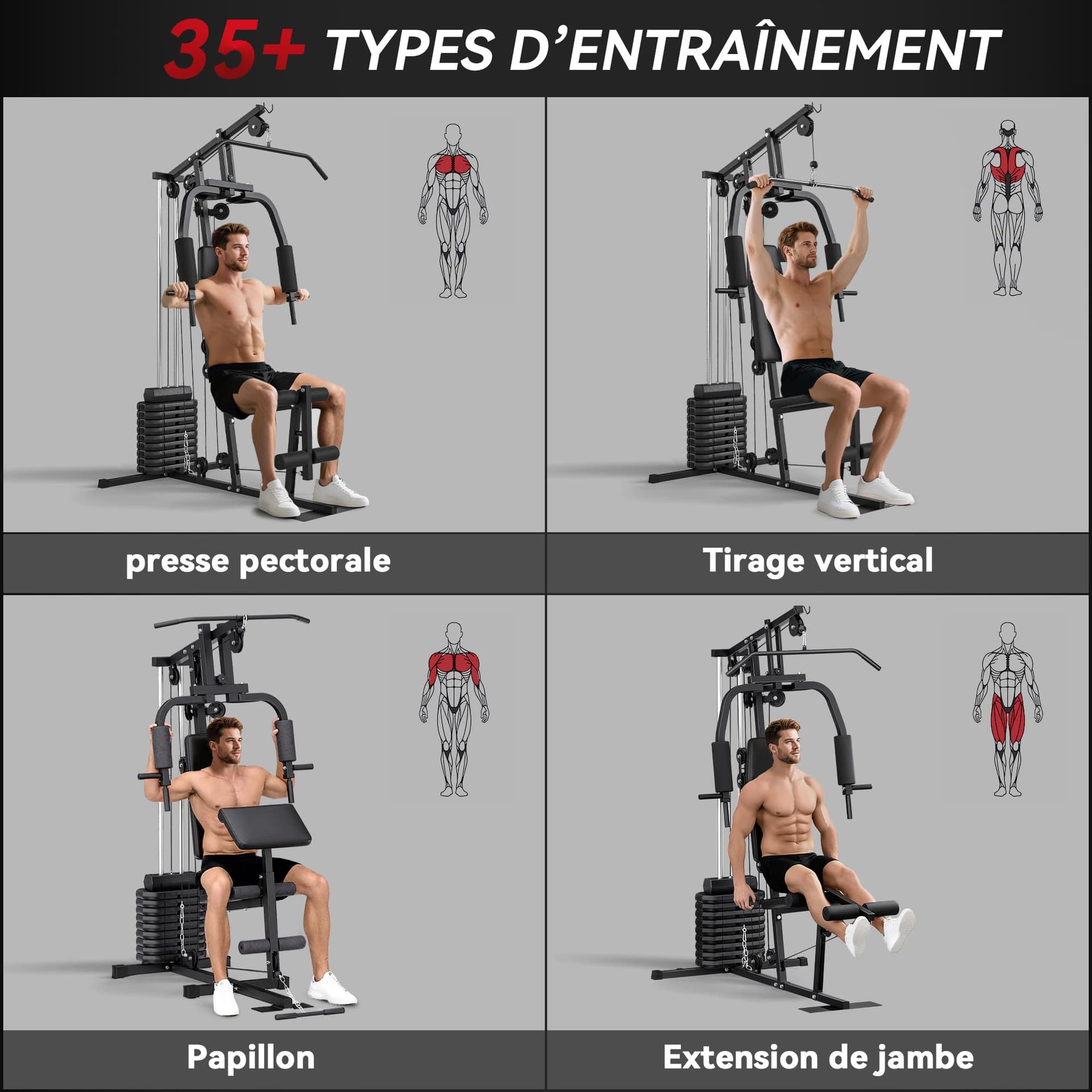 HOMCOM Fitnessstation voor krachttraining, met 9 gewichtsblokken van 5 kg – Bild 3