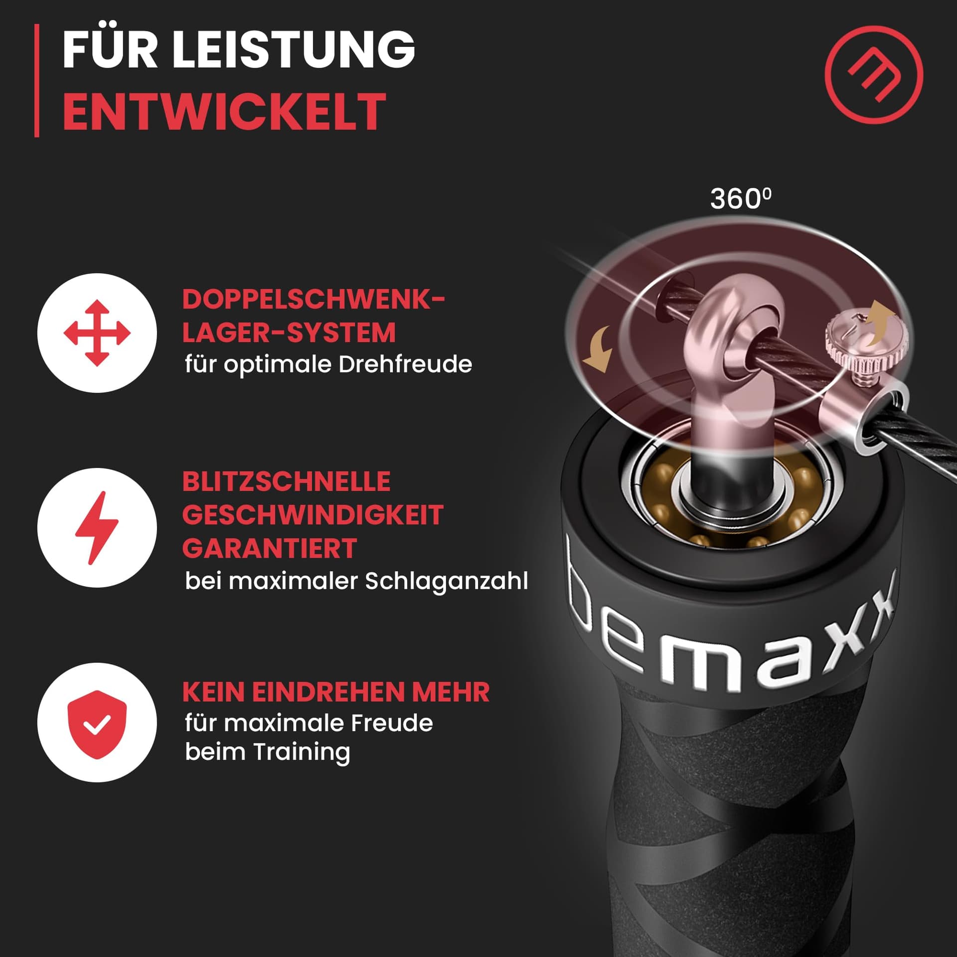 BeMaxx Springseil Speed Rope mit Trainings-eBook + Ersatzkabel: 2 – Bild 3
