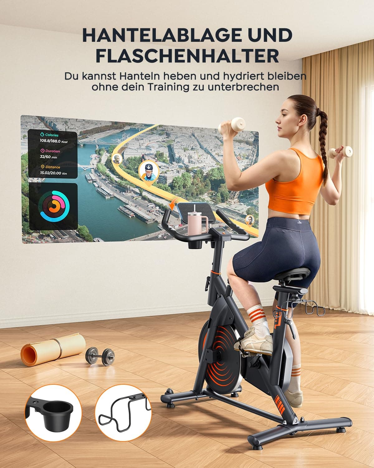 Burever Heimtrainer Fahrrad mit App – Bild 7