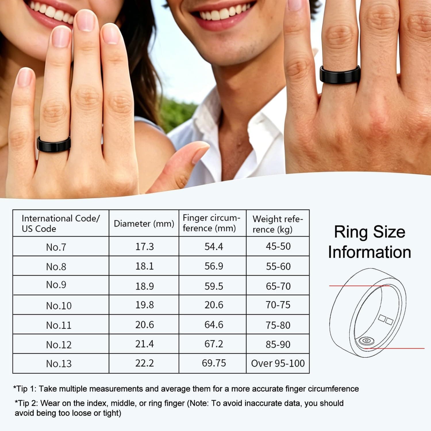 BohoJoc Smart Ring for Women Men,Fitness Tracker Ring with – Bild 2